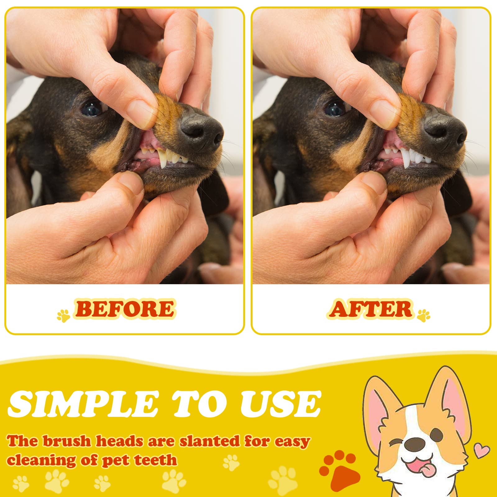 Cepillos de Dientes Doble Cabeza Nuenen Multicolor de Mango Largo para Perros (150 Piezas)