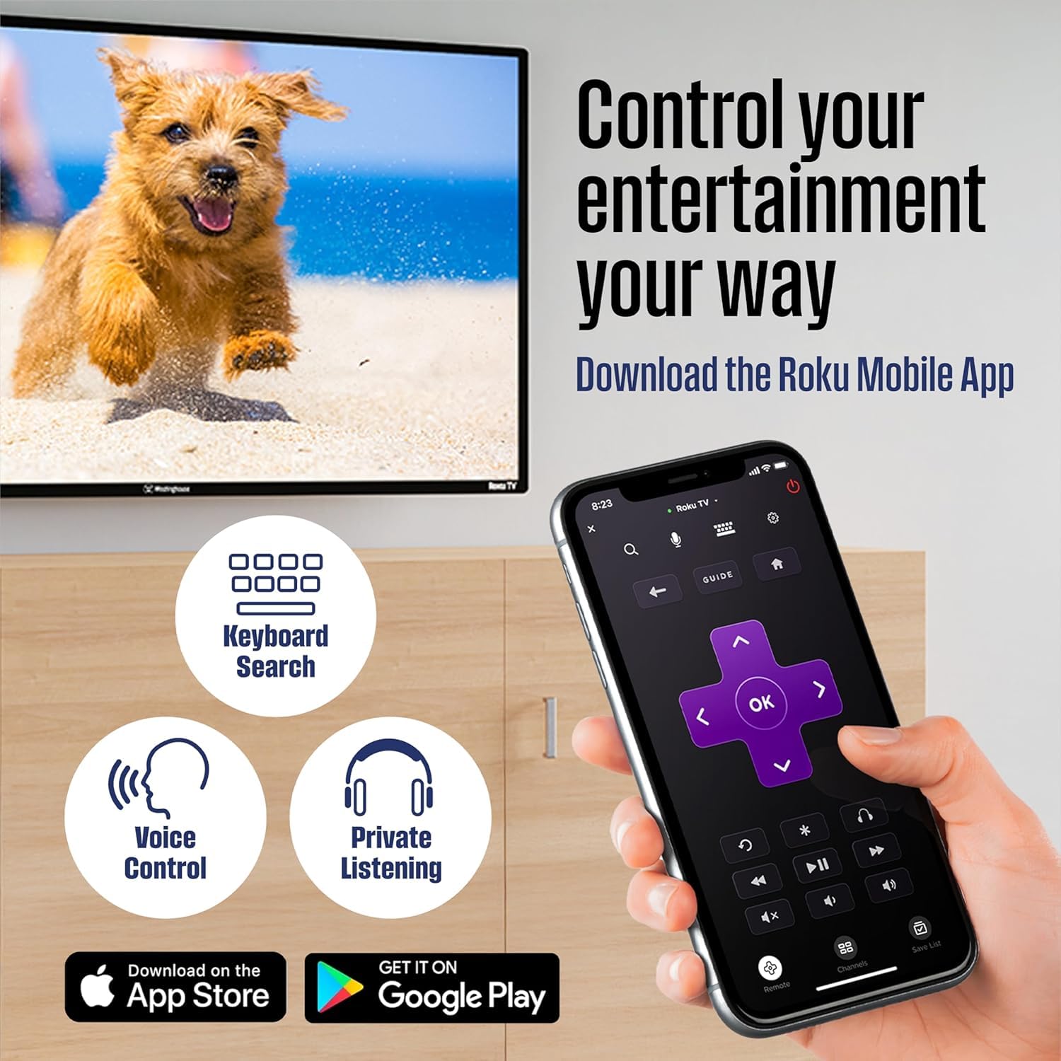 Westinghouse Smart TV ROKU de 50" Pulgadas, 4K Ultra HD 60 Hz, Wi-Fi, Bluetooth, Aplicación Móvil, AirPlay, Alexa y Asistente de Google - WR50UE4520