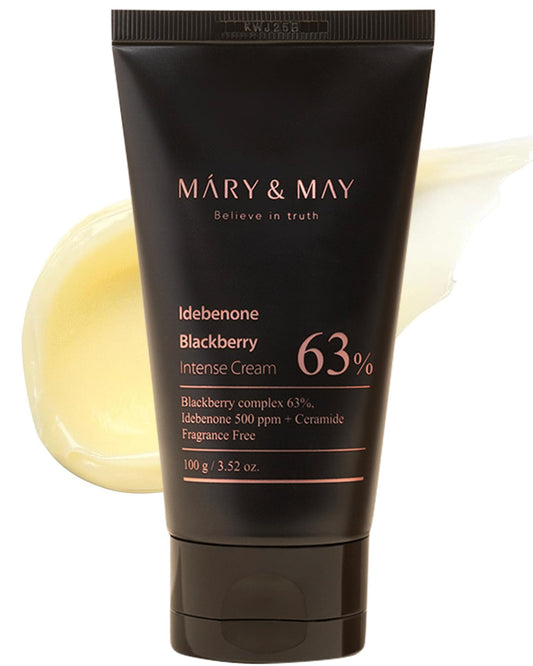 Mary&May-Crema hidratante intensa con idebenona y mora: humectante facial avanzado que fortalece la barrera cutánea con niacinamida, ceramida y ácido hialurónico