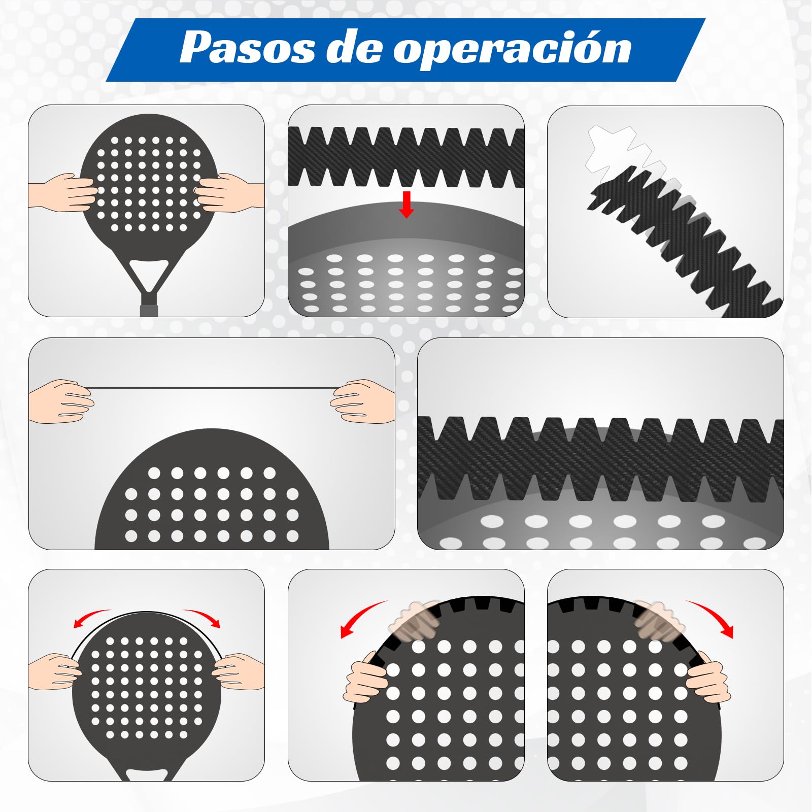 Protector Pala Padel QMCZLA Negro Diseño de Aleta 68 mm Ajustable