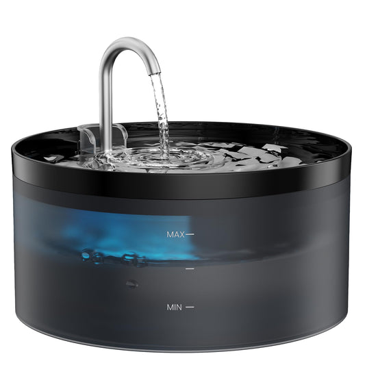 GIOTOHUN - Fuente de agua para gatos para beber, fuente de gato de 3.2 l, súper silenciosa, luz LED integrada, filtro de carbón activado, tanque de agua translúcido, fuente de agua para gatos para