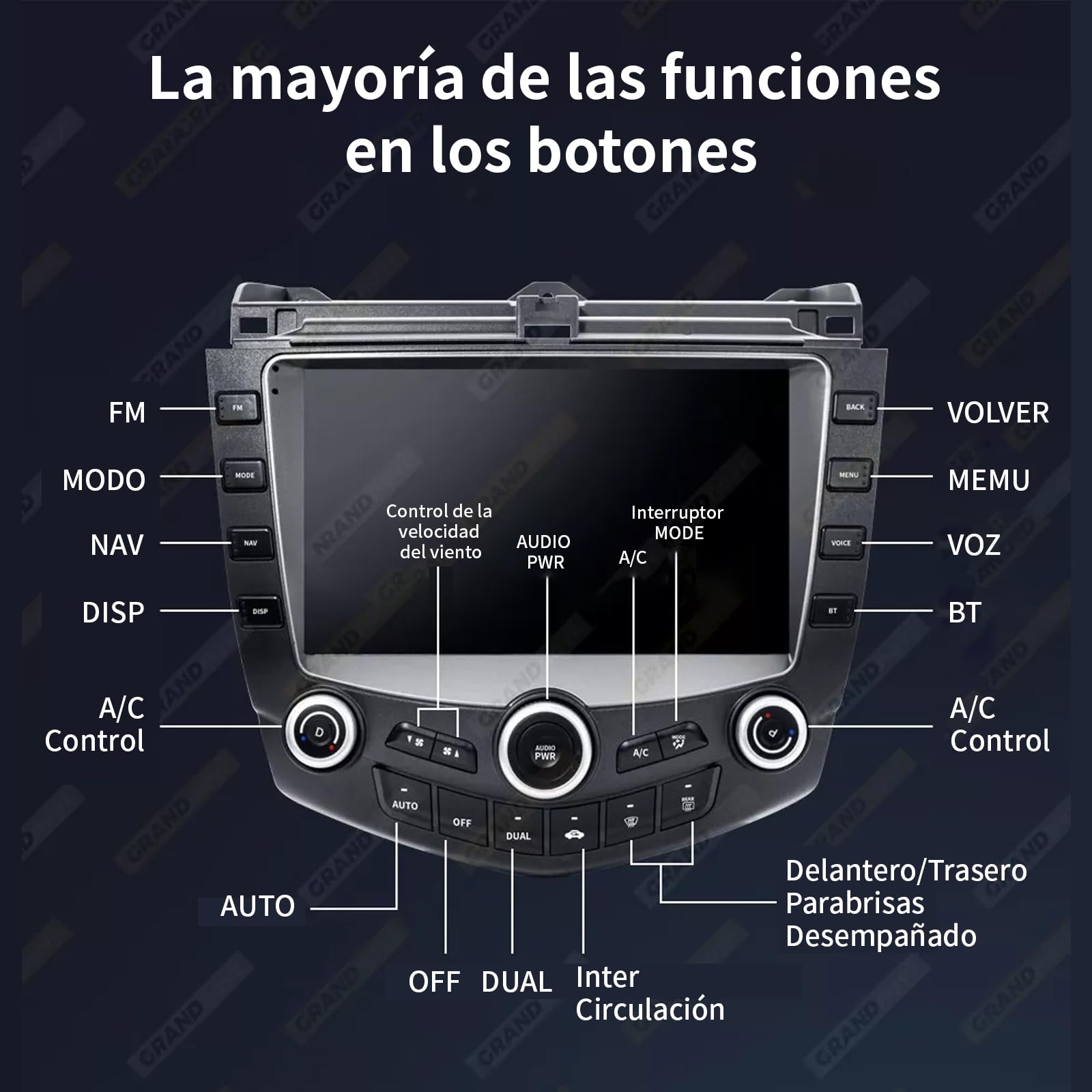 FINYQBET Estéreo para Auto 3999, Android 11 con CarPlay Inalámbrico, GPS y Bluetooth, Compatible con Honda Accord 2003-2007, Cámara de Reversa y Control de Volante