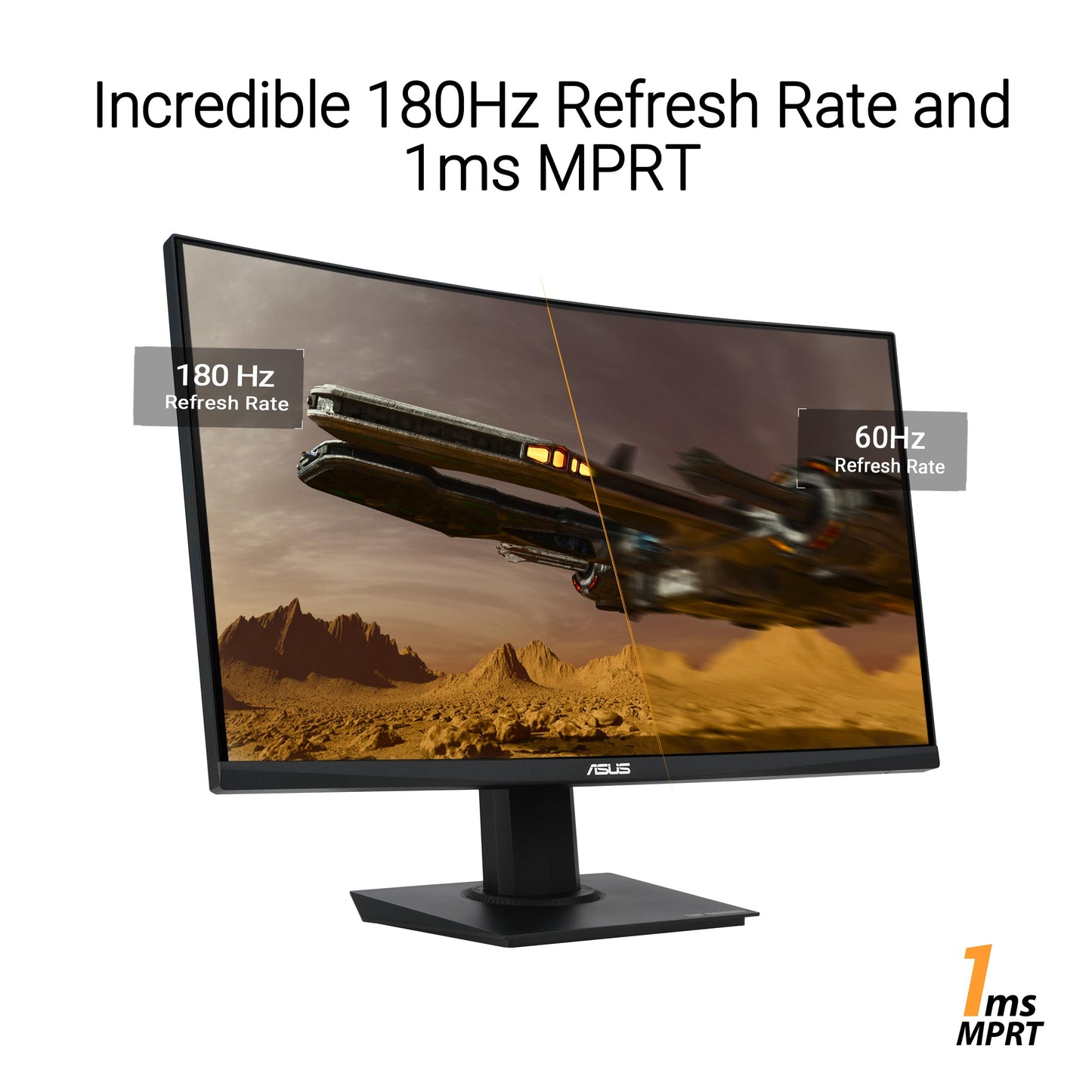 ASUS TUF Gaming Monitor Curvado de 24 Pulgadas (23.6 Pulgadas Visible) - FHD, 180Hz, 1ms, DCI-P3 90%, sincronización Extrema de desenfoque de Movimiento bajo, FreeSync, Mejora de Sombra, Cuidado de