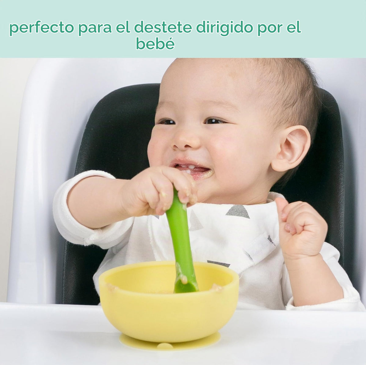 Olababy - tazón de succión 100% silicona con tapa para alimentación no empotrado, esencial para la primera etapa de autoalimentación para niños pequeños y niños, alimentador de aperitivos con destete