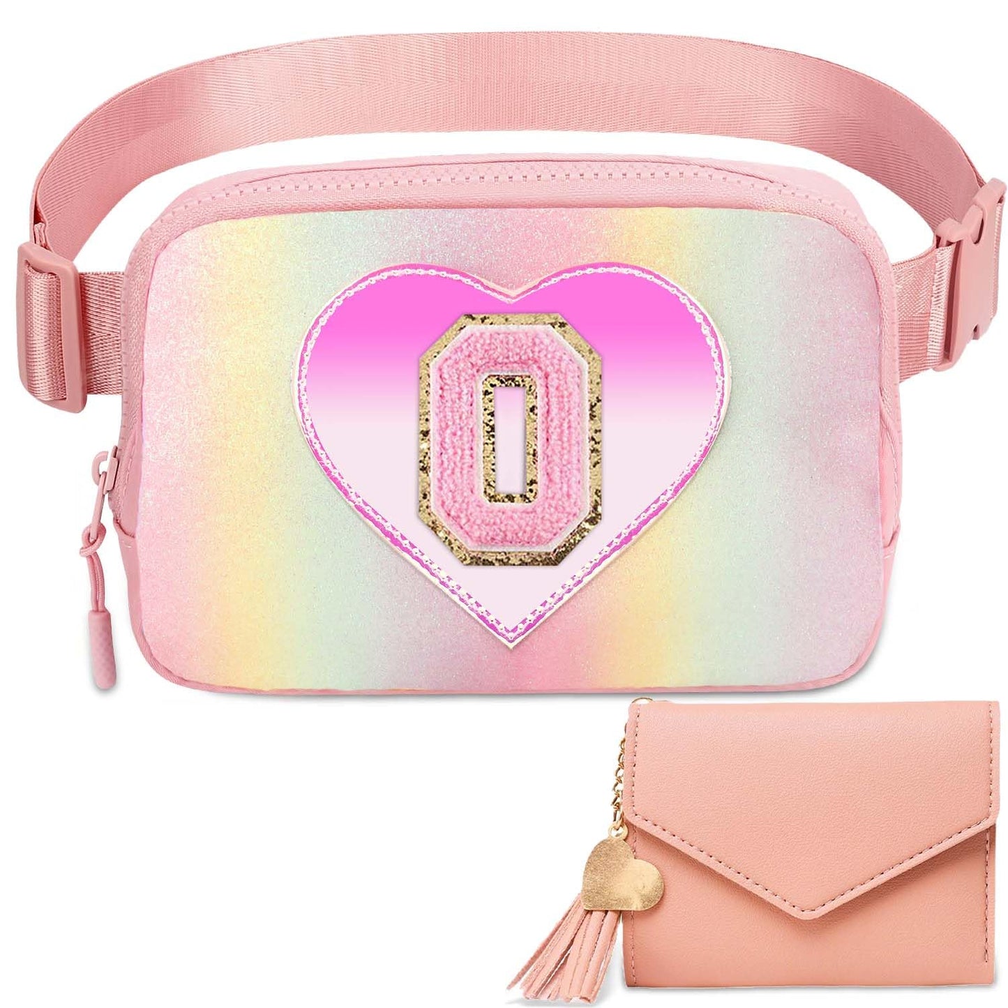Kejea Riñonera Cruzada para Niñas y Mujeres, 8 a 12 Años, Rosa (Glitter Pink), 21 cm x 5 cm x 12.95 cm