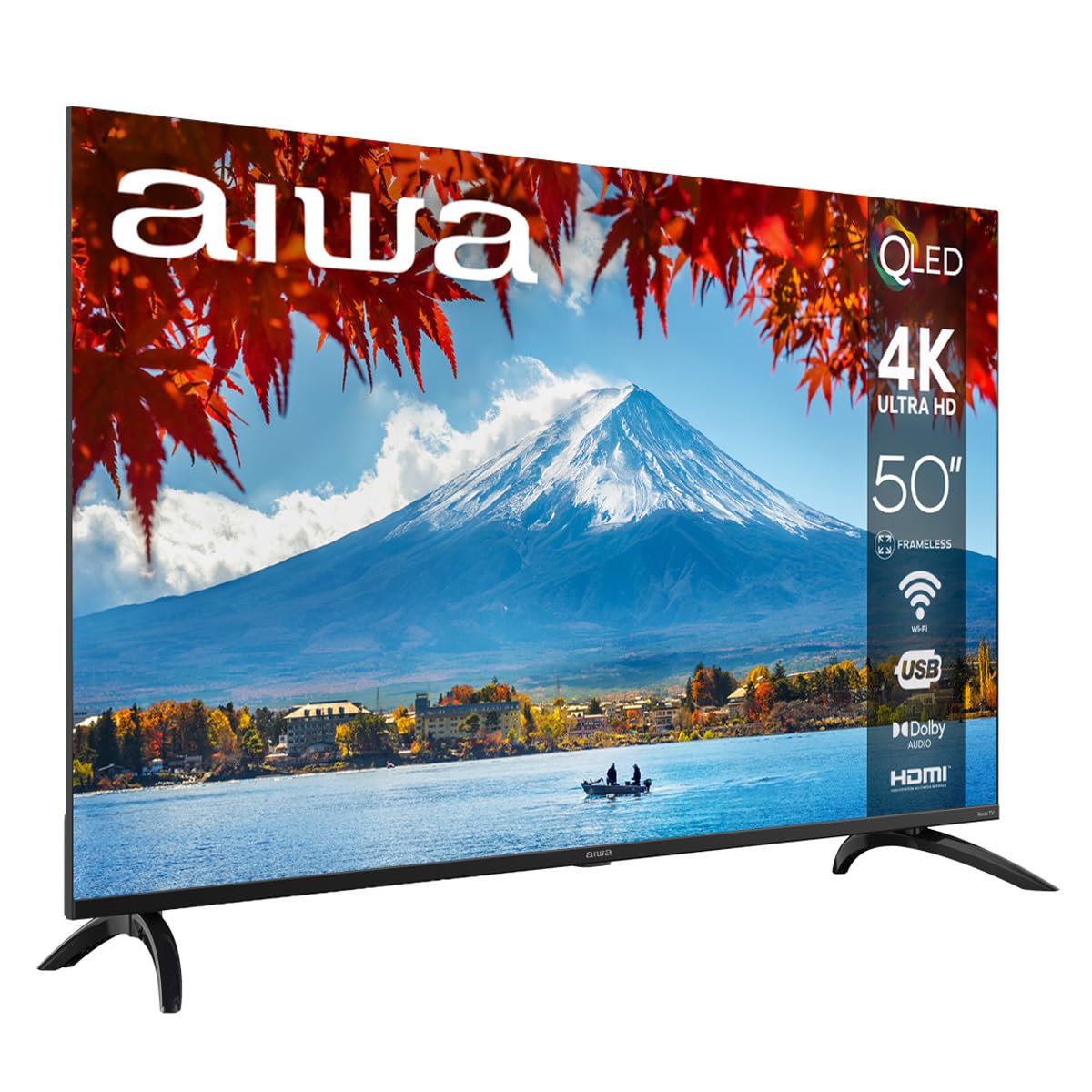 Aiwa Smart TV 50 Pulgadas QLED 4K UHD Roku TV AW50RKQ con HDR, Dolby Audio, WiFi, Bluetooth, 4 HDMI eARC, Pantalla Ultra HD
