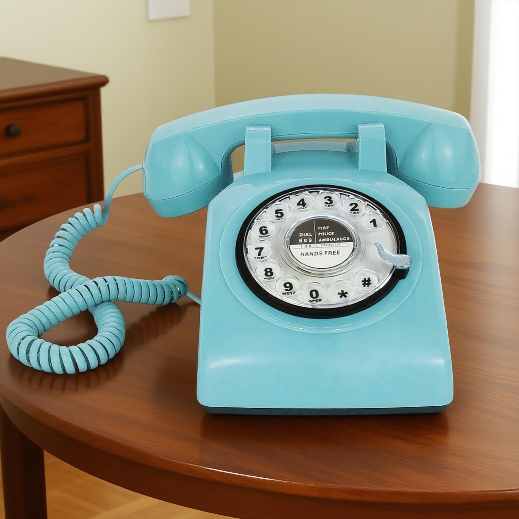 TelPal - Teléfono retro de una sola línea con cable de computadora, esfera giratoria clásica, estilo clásico, manos libres, teléfono fijo para el hogar/oficina/hotel, teléfonos antiguos para personas