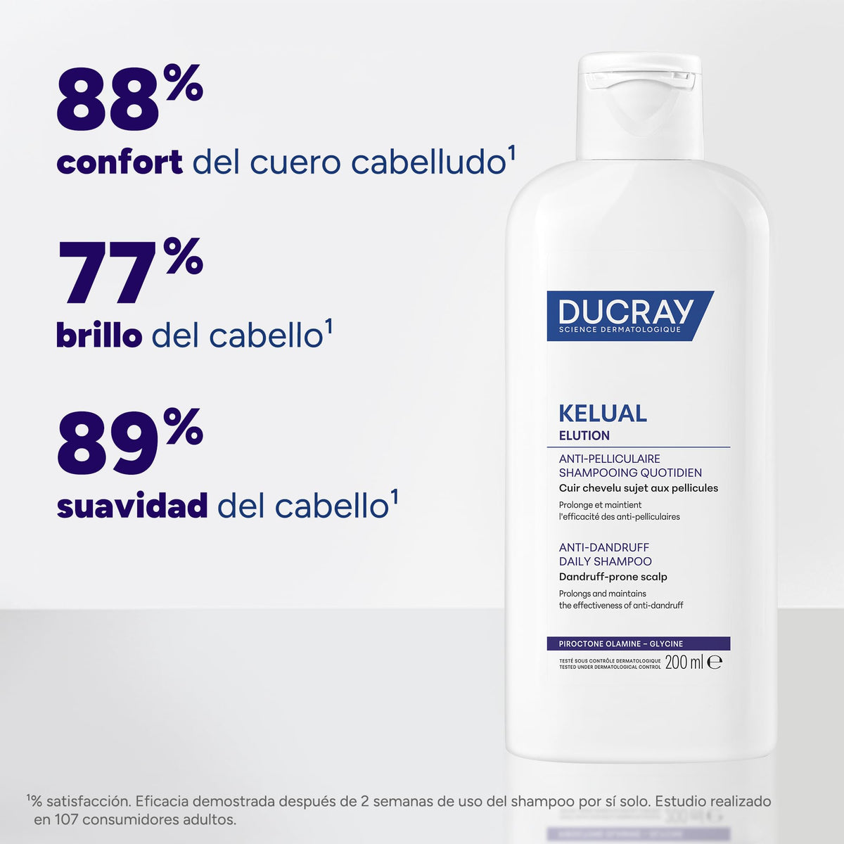 DUCRAY, Kelual Elution Shampoo Reequilibrante, Alternancia Anticaspa, Con Piroctona Olamina y Vitamina B5, 200ml