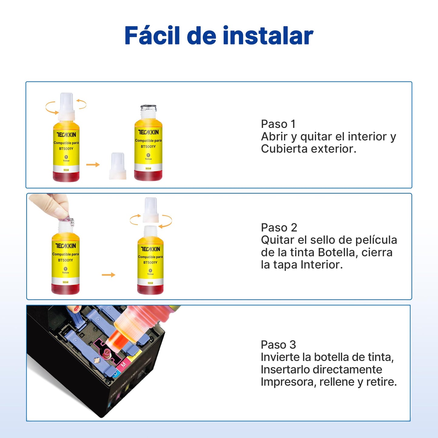 Botella de Tinta TECKKIN Negra Compatible para Brother Impresora (4 Botellas)