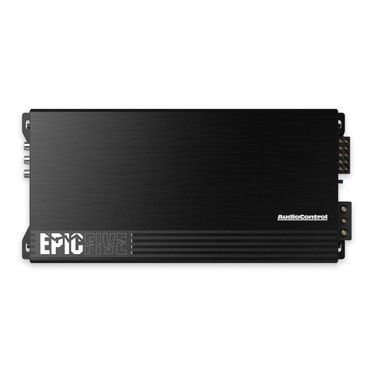 AudioControl EPICFIVE Epic Series 1100 W RMS 5 canales amplificador de audio para coche, clase D, impulso épico, filtro subsónico, filtros de paso alto/paso bajo, perilla de graves remoto ACR-E,