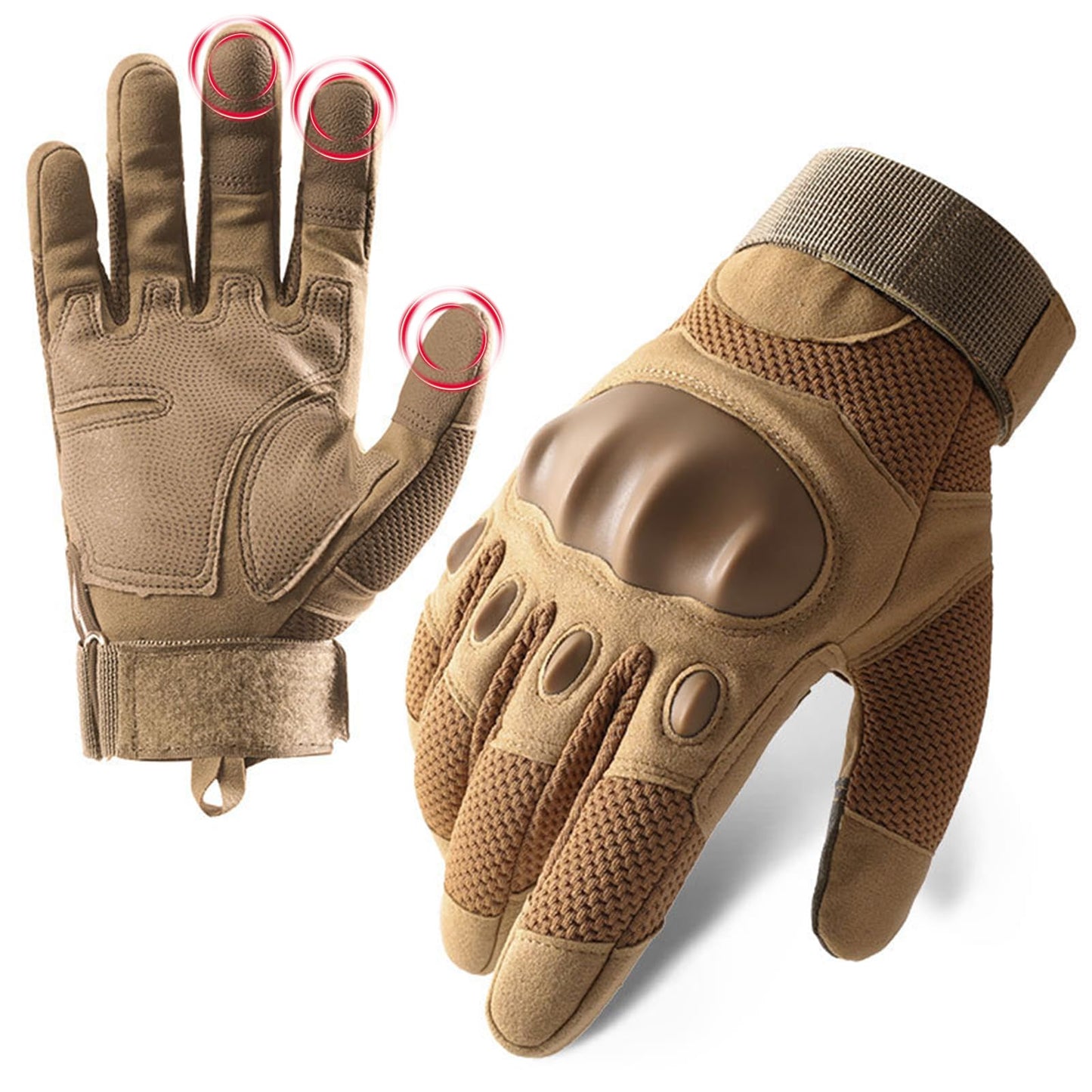 IOAGSVW Guantes de Moto Pantalla Táctil, Antideslizantes de Guantes Tácticos para Hombres, Protección de Nudillos y Dedos Táctiles, para Ciclismo, Motocicleta, Escalada, Senderismo (marrón, Large)
