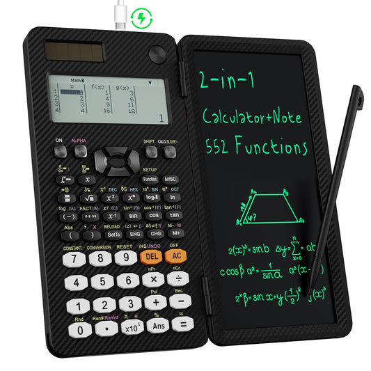 Calculadora Científica Recargable ROATEE 991EX Blanca con Vista Múltiple y Tableta de Escritura LCD para Estudiantes