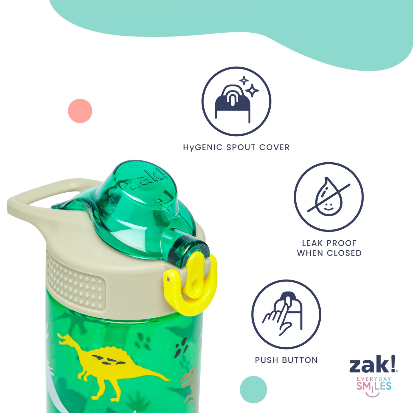 Botella de Agua Zak Designs Patrulla Canina con Popote y Mango a Prueba de Fugas para Niños