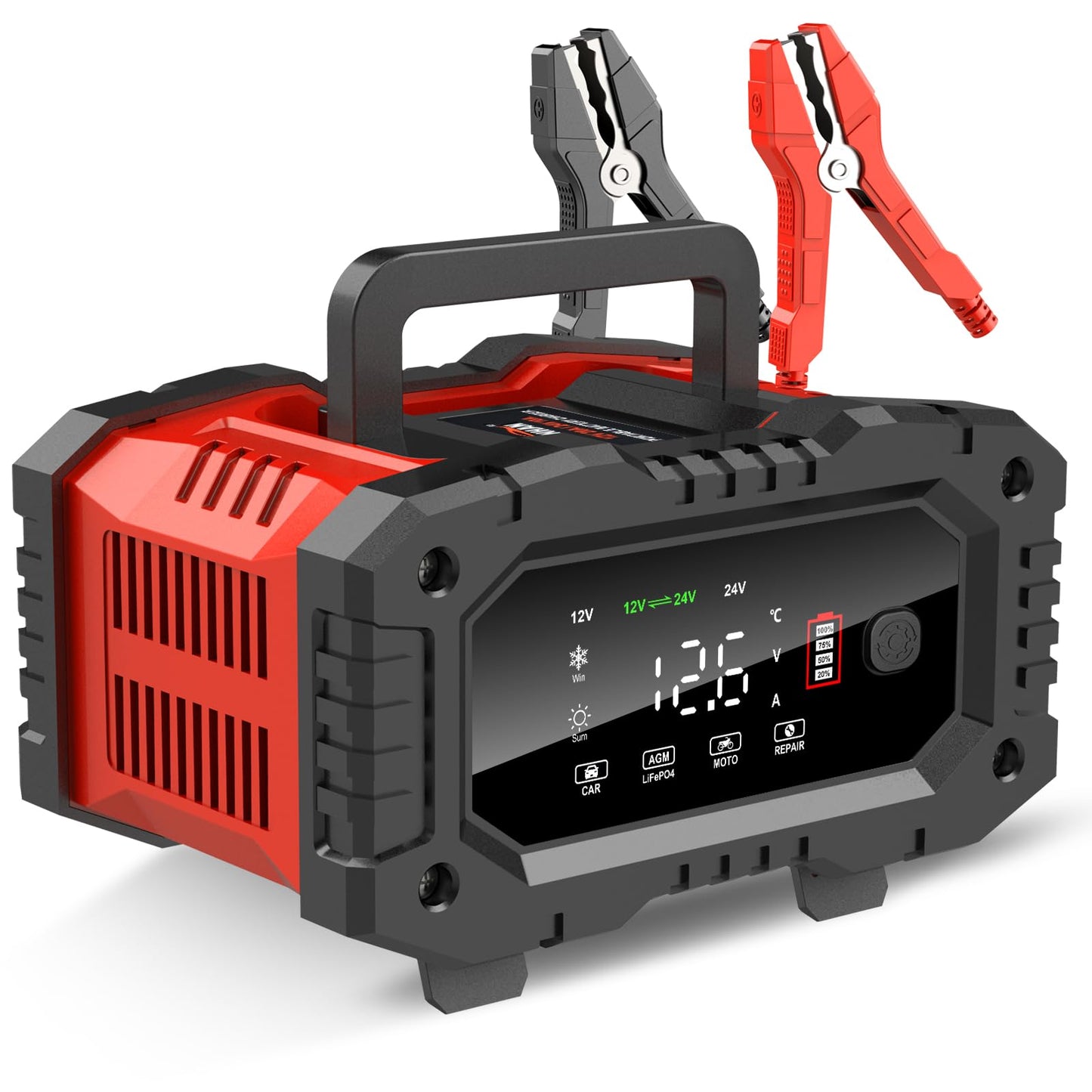 YONHAN Cargador de batería Automotriz 12V 5A Mantenedor de batería Inteligente Cargador Lento para automóvil Barco Motocicleta Cortacésped Batería de Plomo ácido sellada Marina y más