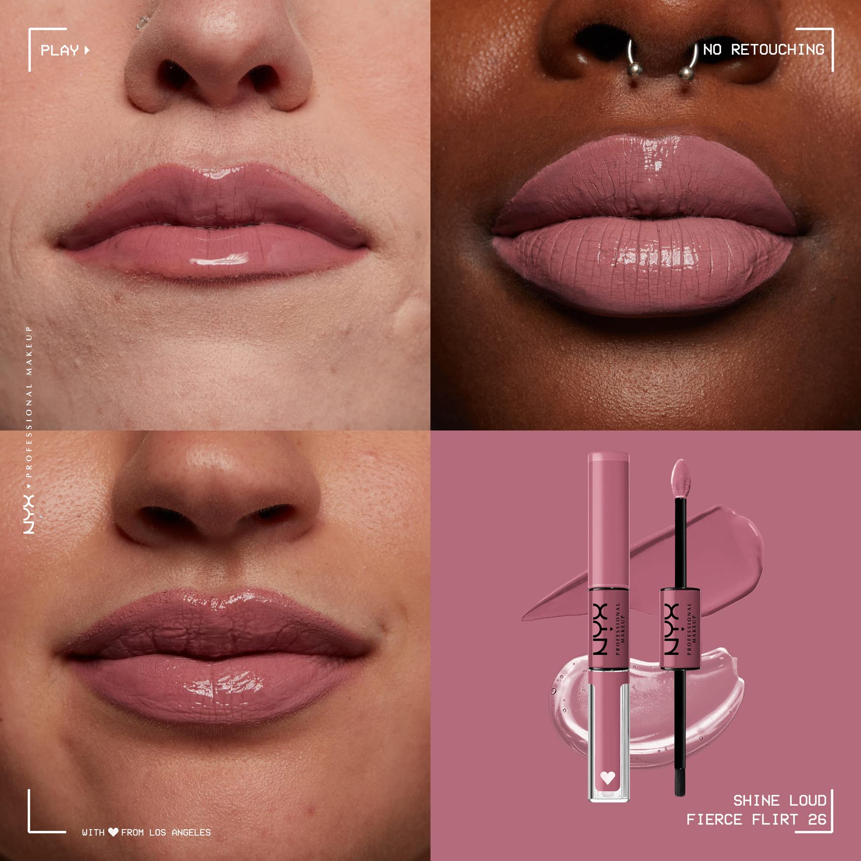 NYX Professional Makeup, Shine Loud, Labial Líquido Larga Duración, Fierce Flirt