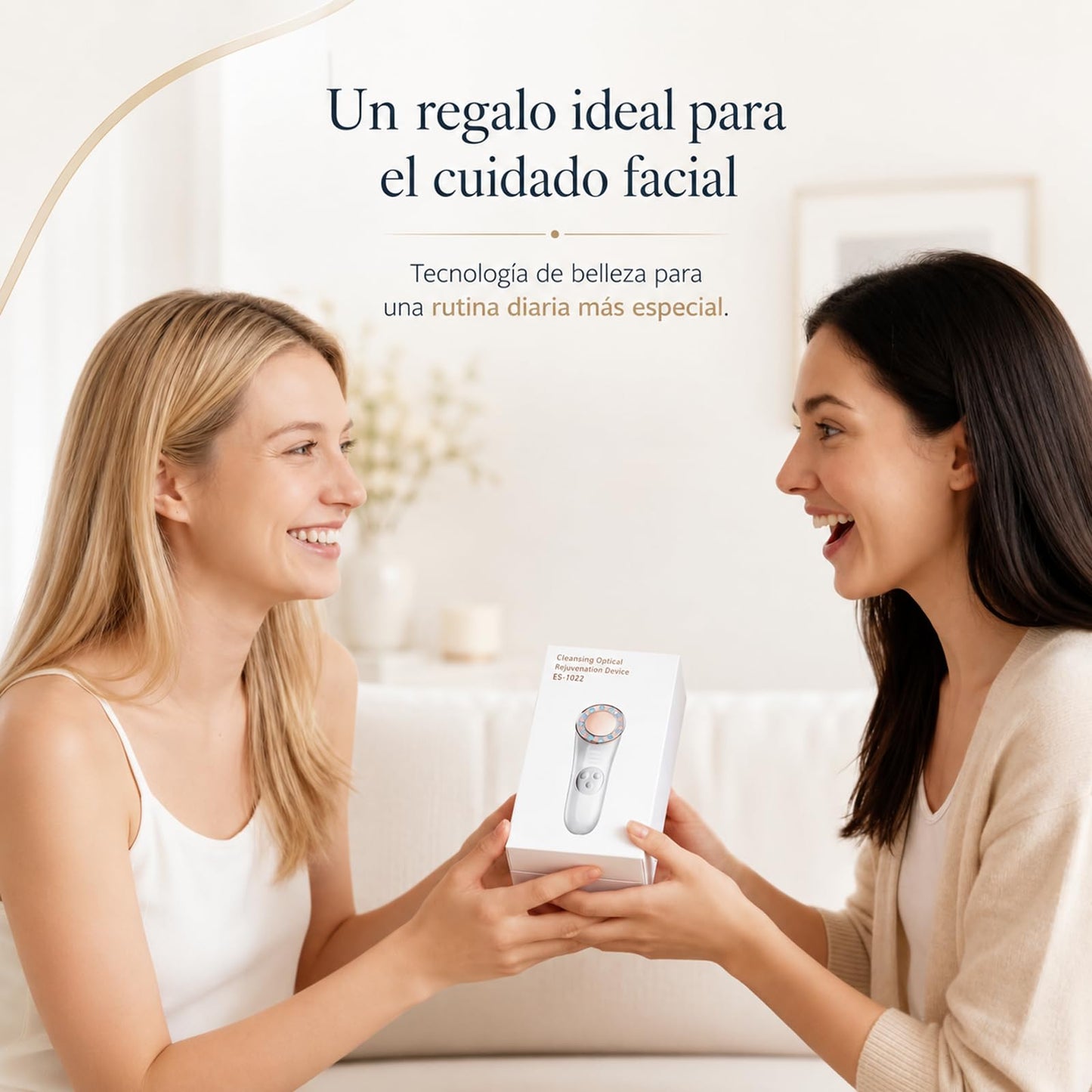 Masajeador Facial Eléctrico,Dispositivo de Belleza Facial,7 en 1 Máquina con Frío Calor Fototerapia Roja y Cuidado de Ojos,Limpieza Profunda,Mujer Portátil Recargable USB Regalo para Mujer