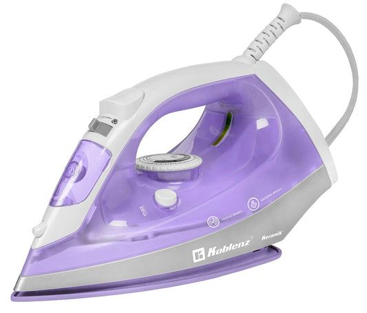 Plancha de Vapor Koblenz Lila Plata Ultra Keramik Pro 1200W Suela Cerámica Anti-calc 220ml