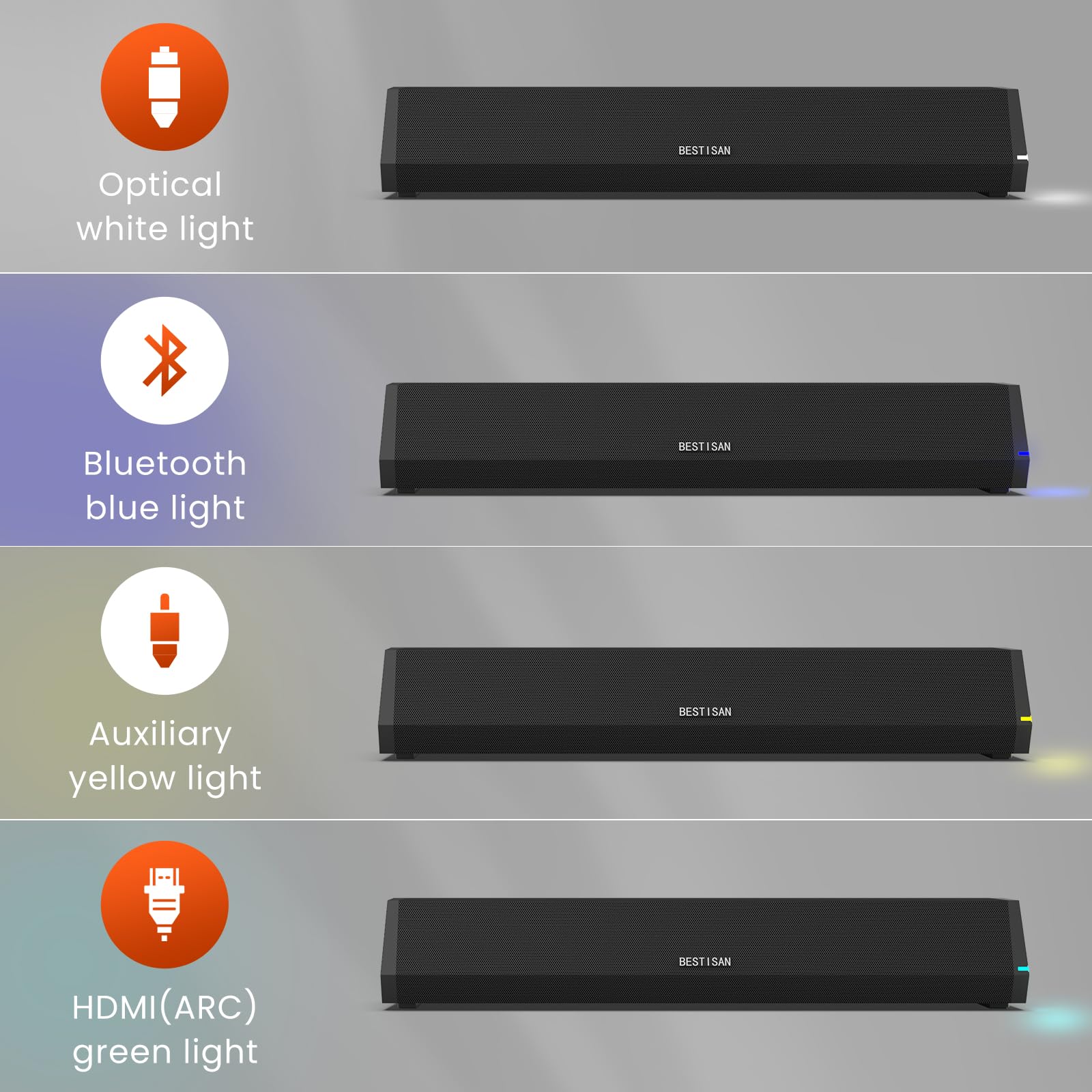 BESTISAN Barras de sonido para TV con subwoofer, 2.1 graves profundos pequeña barra de sonido para monitor de TV, altavoz de cine en casa, sistema de sonido envolvente para juegos de PC con conexión