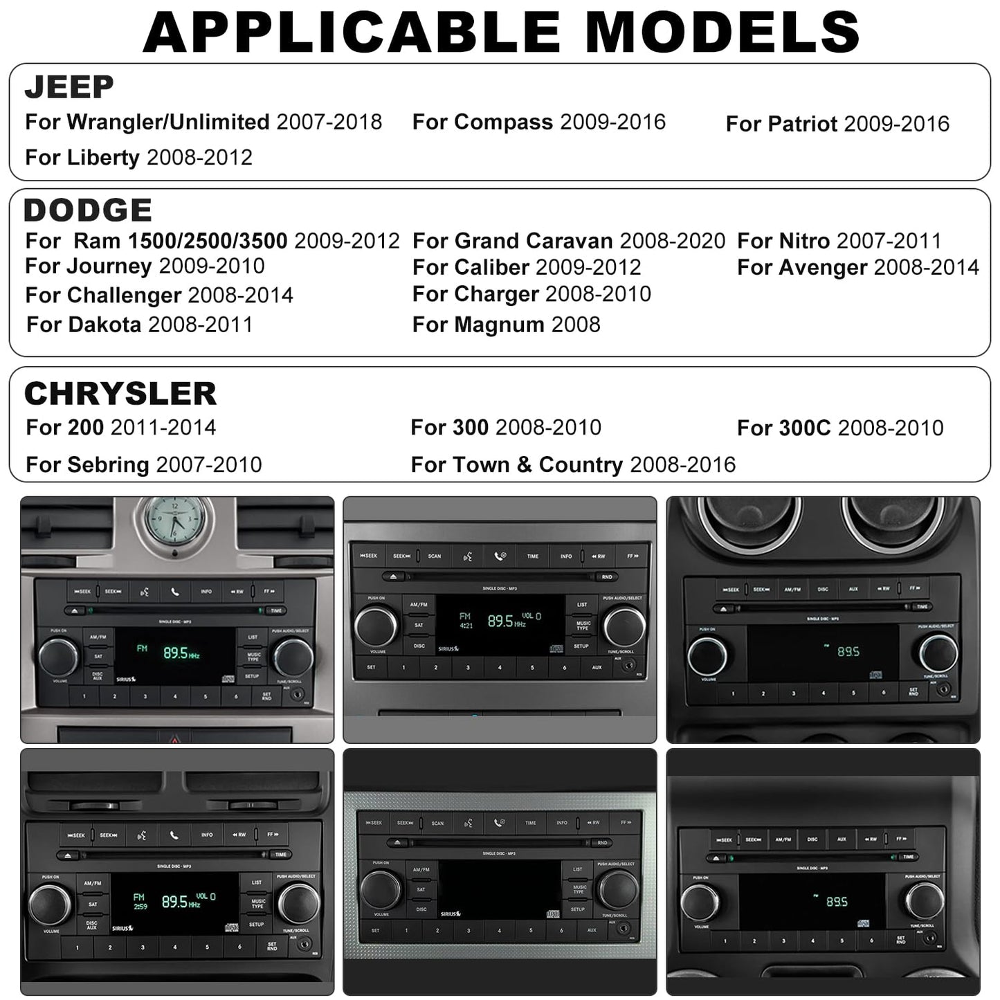 5GWifi - Radio de coche Android para Jeep Wrangler JK 2007-2018, Compass Patriot Dodge RAM 1500/2500 2009-2012, visualización táctil estéreo de coche, Wirelss Carplay Android Auto, GPS Navigator FM