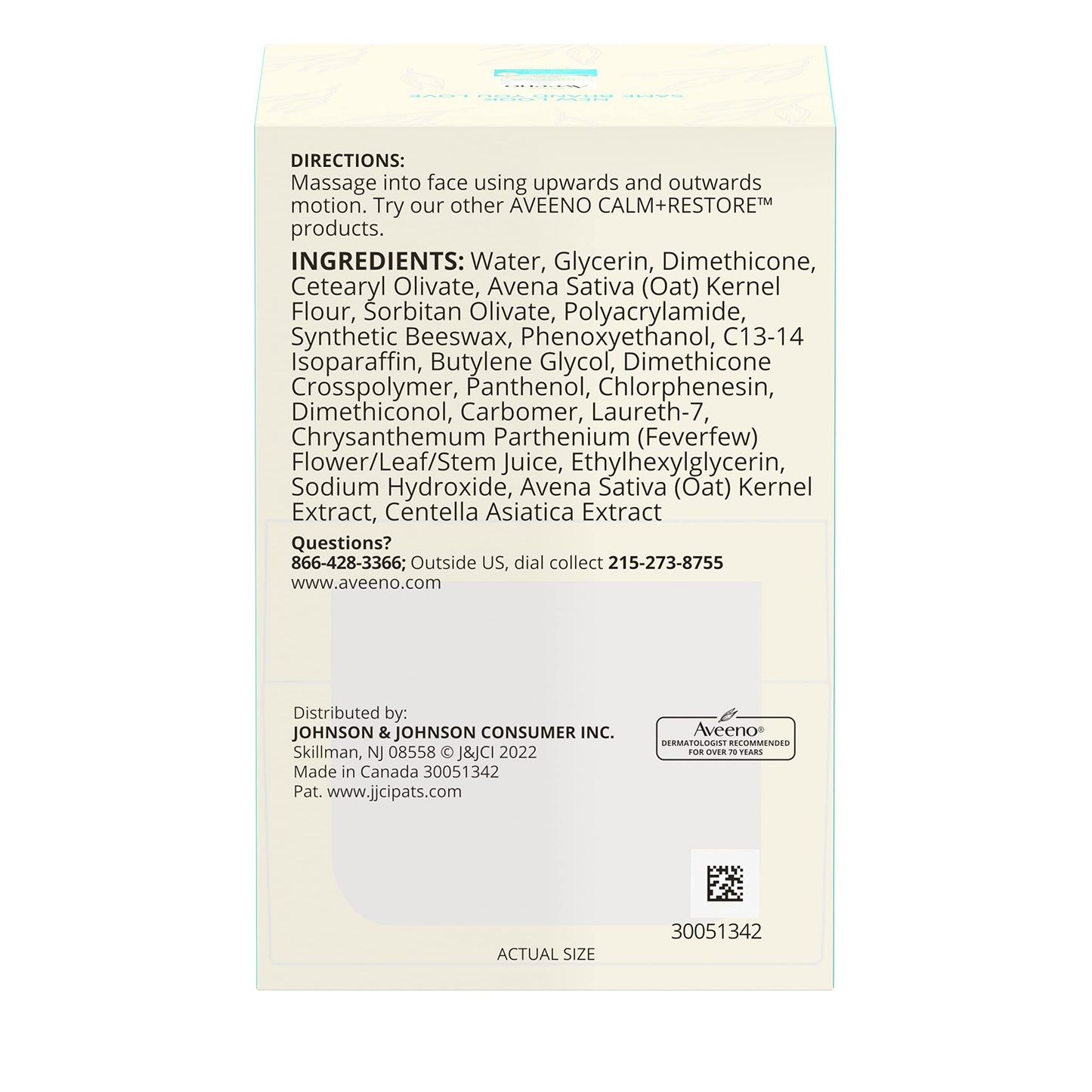 Aveeno Calm + Restore - Hidratante facial de gel de avena para pieles sensibles, crema de gel ligera hidratante facial con avena prebiótica y fiebre, hipoalergénico, sin fragancia y parabenos, 1.7 onzas