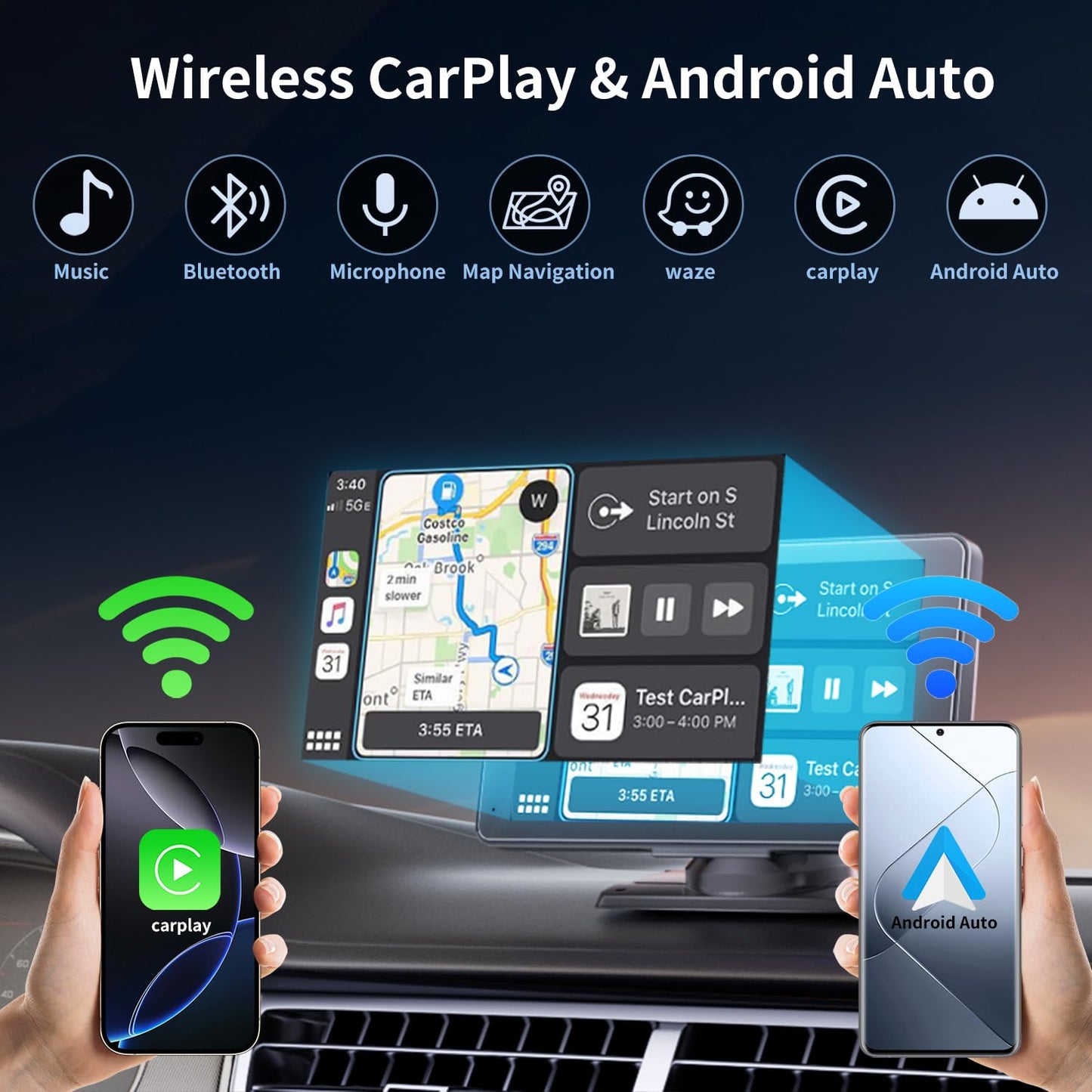 OBEST Pantalla Inalámbrica para Coche Carplay 7 Pulgadas