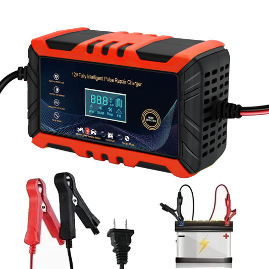 Cargador de Batería Inteligente Automático Qzgyoool 12V 6A con Múltiples Protecciones para Automóviles, Motocicletas, ATVs y Barcos