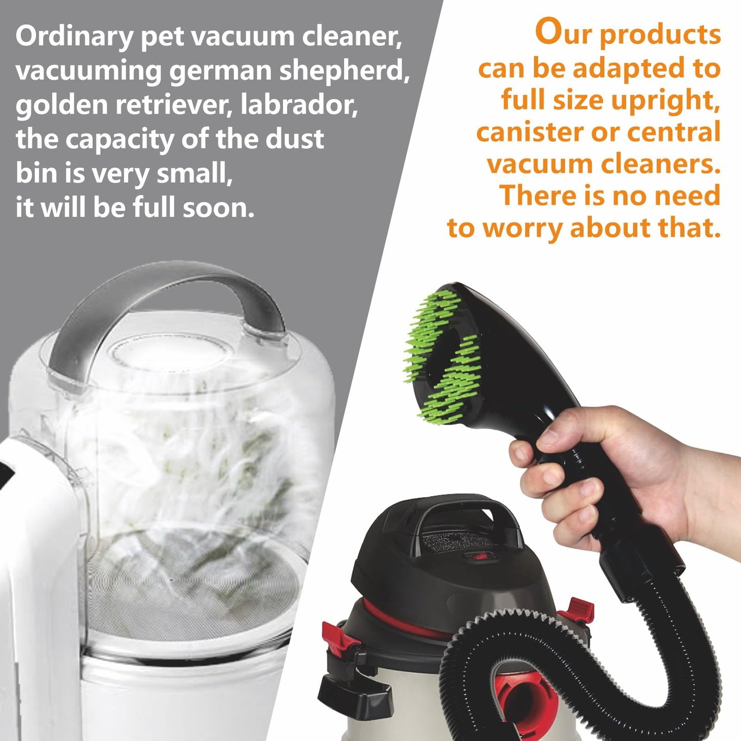 Gforest Cepillo de aseo al vacío para mascotas, kit de herramientas de fijación para eliminar el pelo para perros y gatos (negro)