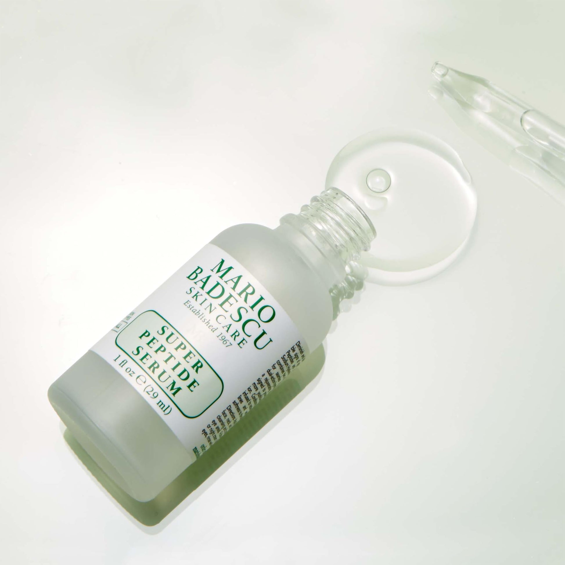 Mario Badescu Super Peptide Serum para todo tipo de piel, reduce la apariencia de líneas secas y arrugas, formulado con hialuronato de sodio y péptidos, 29 ml