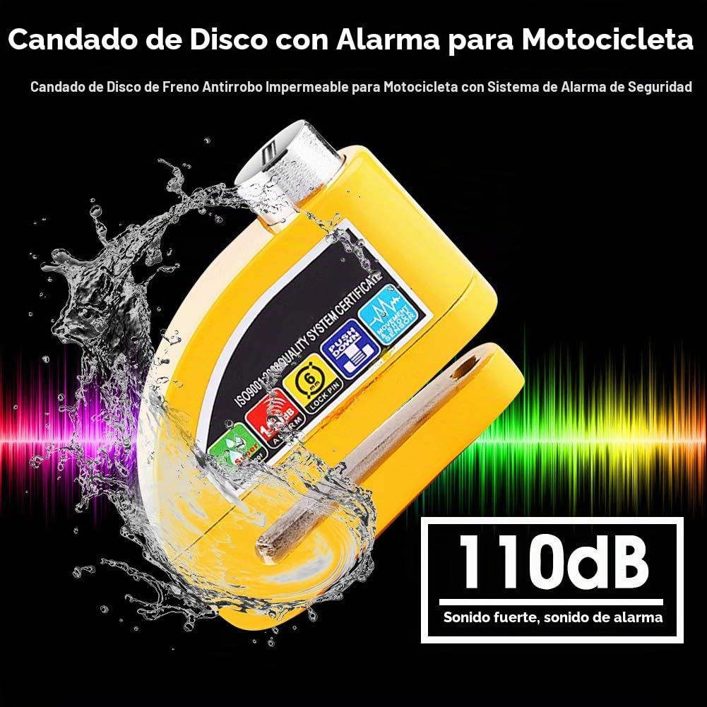 Candado Antirrobo de Disco con Alarma y Sensor de Movimiento para Bicicleta y Motocicleta