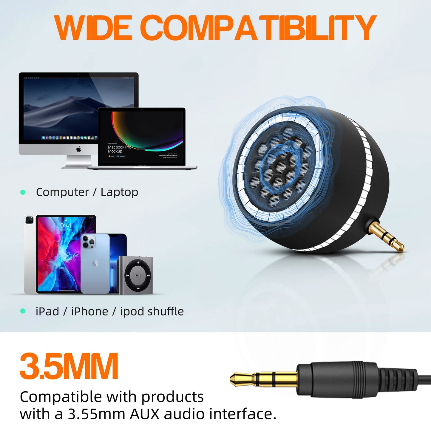 FIYAPOO Mini altavoz portátil, altavoz de 3 W para teléfono celular con interfaz de audio AUX de 3,5 mm para smartphone/tablet/computadora