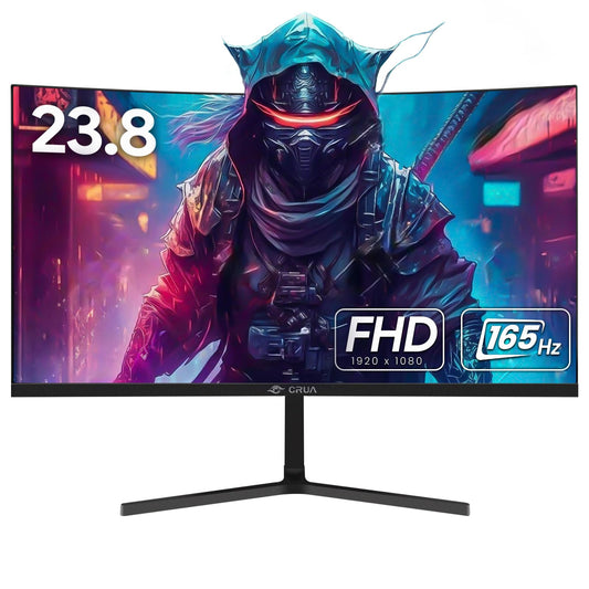 CRUA Monitor de juego curvado de 24 pulgadas, 144 hz/165 hz FHD 1080P Monitor de computadora sin marco, monitores de PC compatibles con AMD Freesync, 99% sRGB, DP, HDMI, compatible con instalaciones