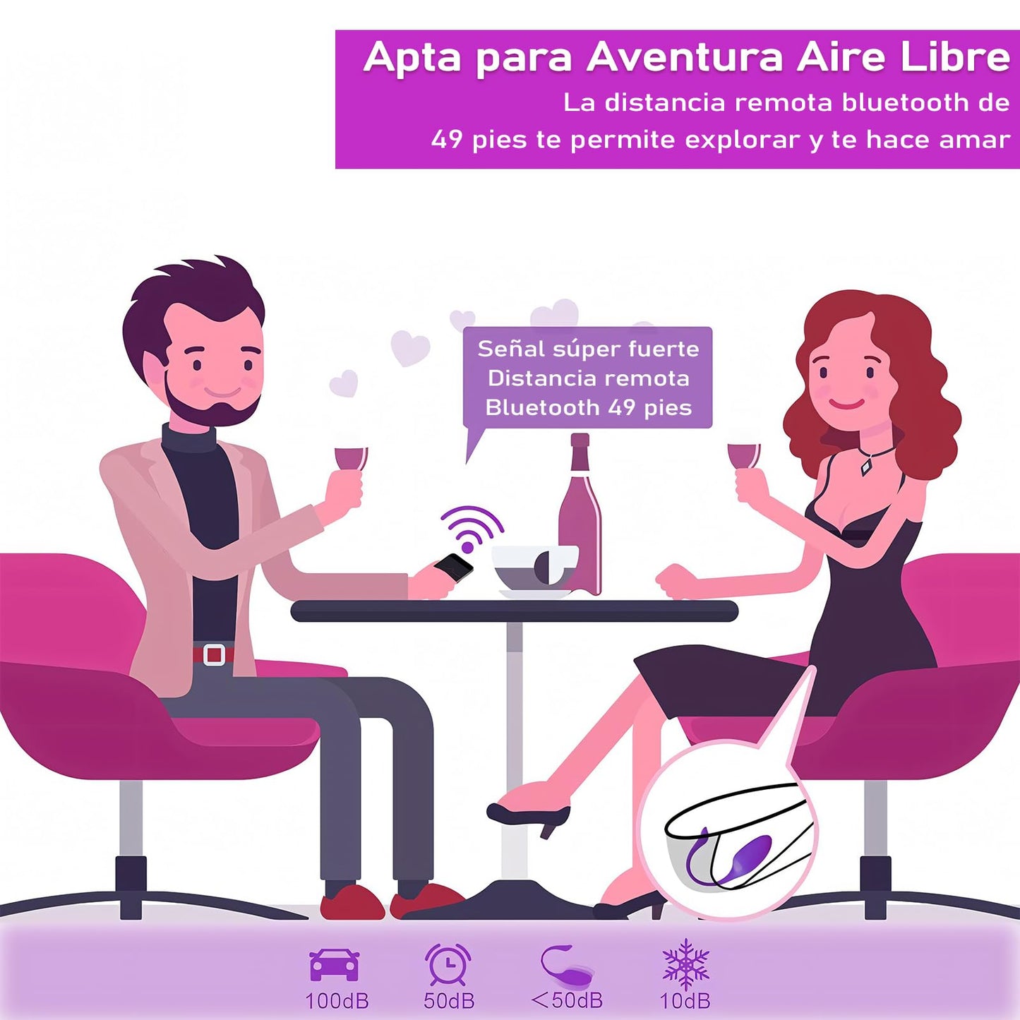 Vibrador EHRHDKNS Morado Oscuro con Control de APP y 10 Modos para Mujer