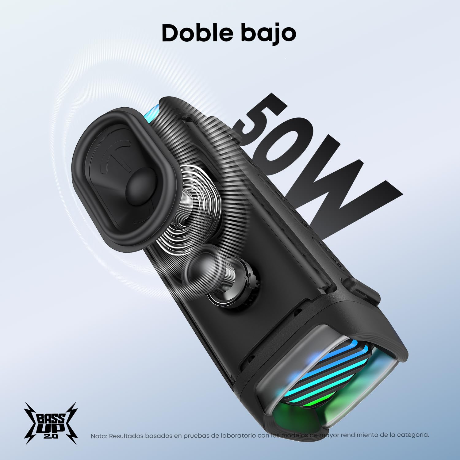 Soundcore by Anker Boom 3i Bocina Bluetooth Portatil 16h Batería, 50W Potencia, IP68 Flotante Resistente Agua Salada, BassUp 2.0, Bluetooth 5.3, TWS — Ideal para Pesca, Camping y Exteriores
