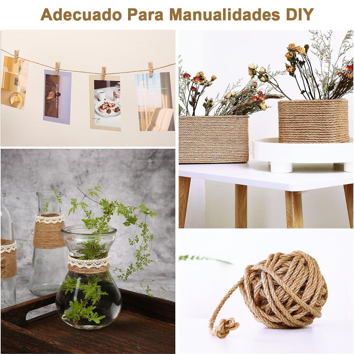 AZYAADIXX Cuerda de Sisal Natural para Gato Rascar,100m*5mm 3 Capas Cuerda de Yute Cuerda de Cáñamo Trenzada Cat Scratcher Rope, Poste de Repuesto para Jardín Manualidades Escalada Embalaje Regalo