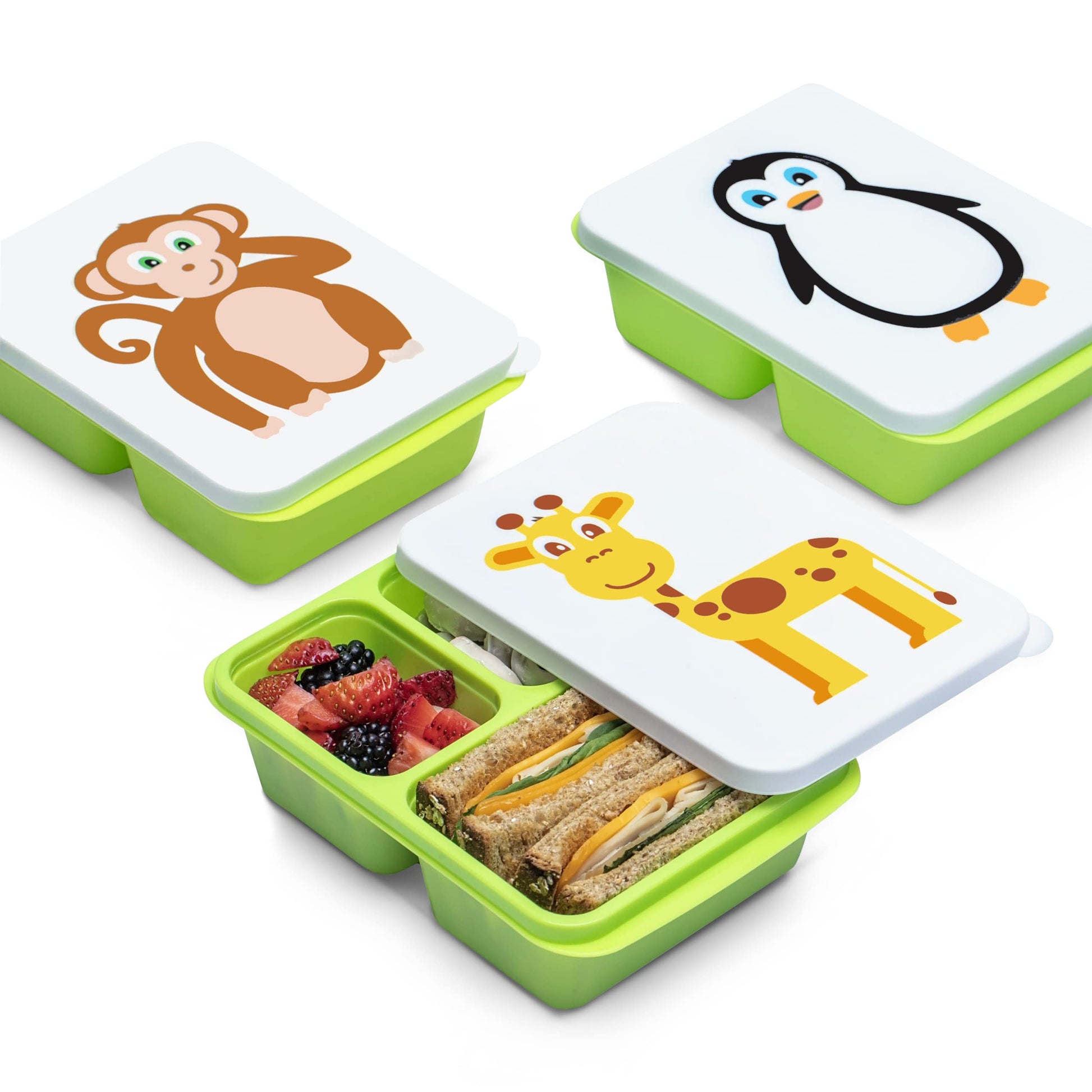 Paquete de 3 cajas de almuerzo TotBox para niños, caja de aperitivos Bento para guardería, preescolar, jardín de infantes, bebés, niños, niñas, pequeños contenedores apilables de almacenamiento de alimentos, aptos para lavaplatos, se adapta a sándwiches
