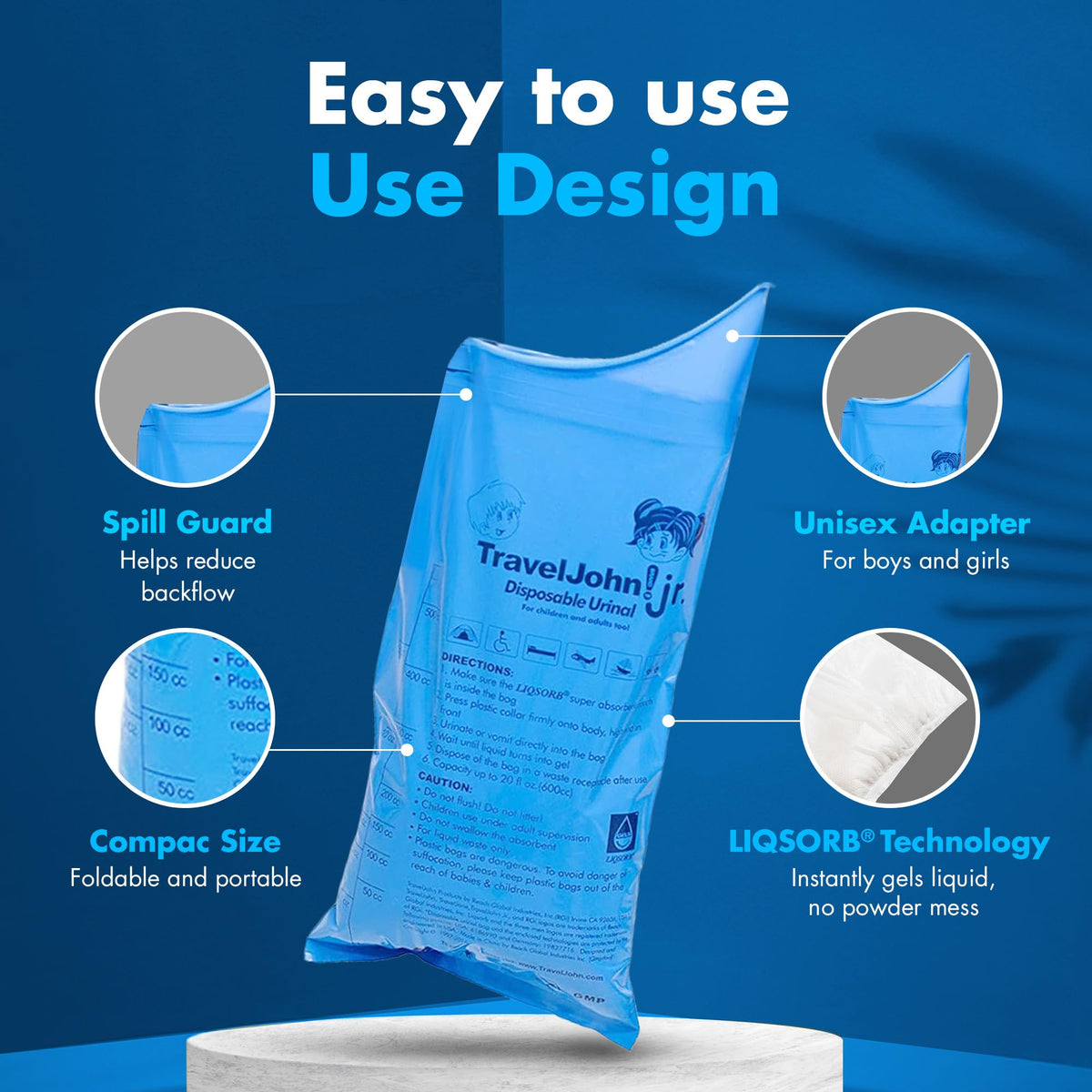 TravelJohn Jr. Disposable Urinal (TJ1H) - 18 Pack