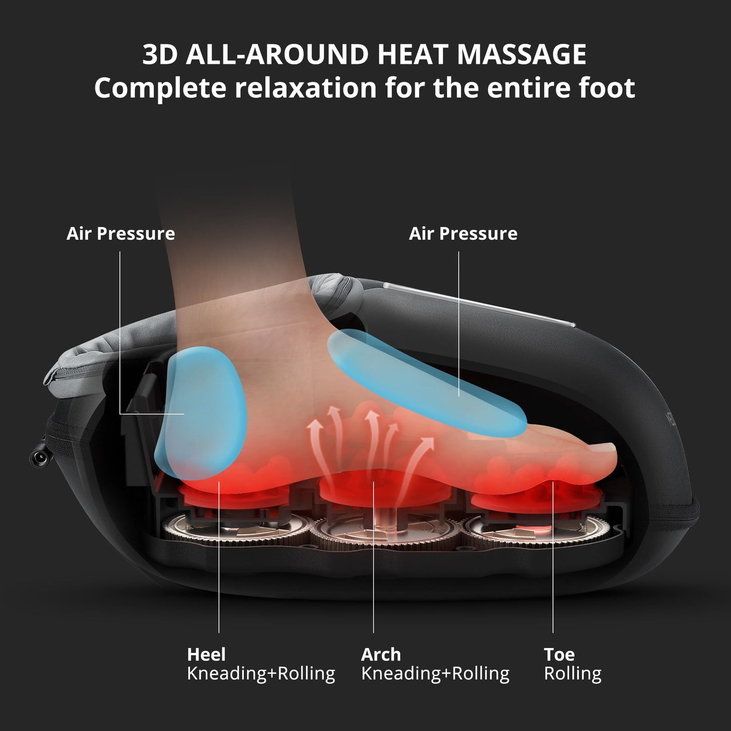 Máquina Masajeador de Pies Shiatsu Eléctrica con Calor Calmante y Compresión de Aire para Uso Doméstico