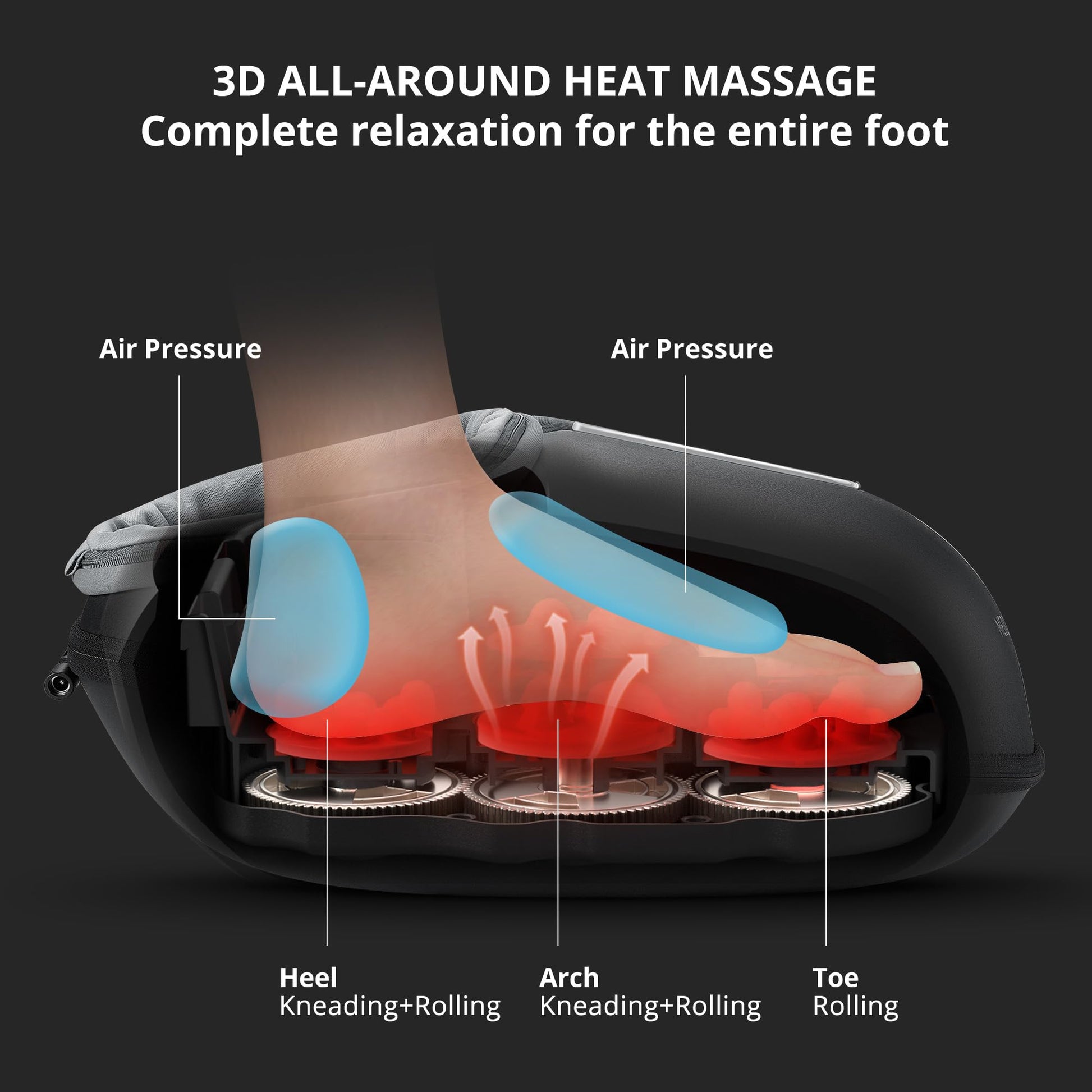 Máquina Masajeador de Pies Shiatsu Eléctrica con Calor Calmante y Compresión de Aire para Uso Doméstico