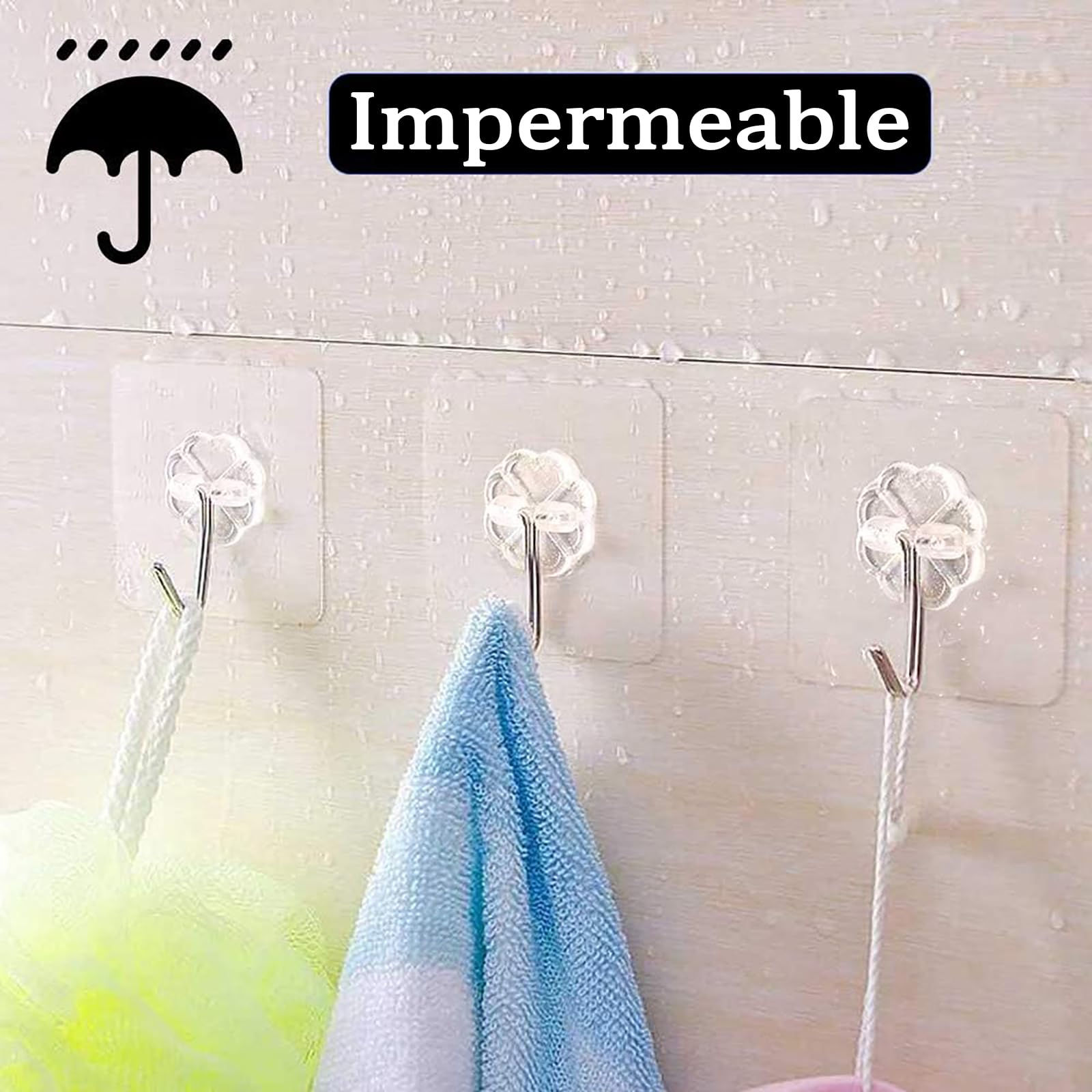 Ganchos Adhesivos Transparentes Reutilizables Resistente al Agua y Aceite