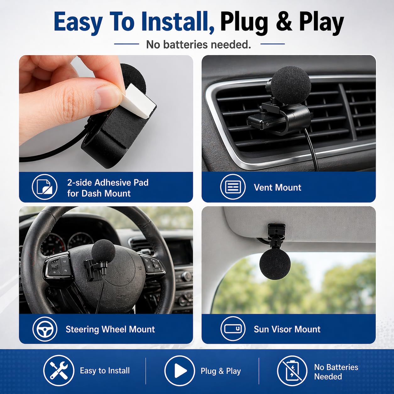 Micrófono externo de 2,5 mm compatible con Pioneer AVIC-Series AVIC-W8400NEX AVIC-W8500NEX AVIC- W8600NEX AVIC-X910BT - Cable de 9 pies para receptores de navegación con clip