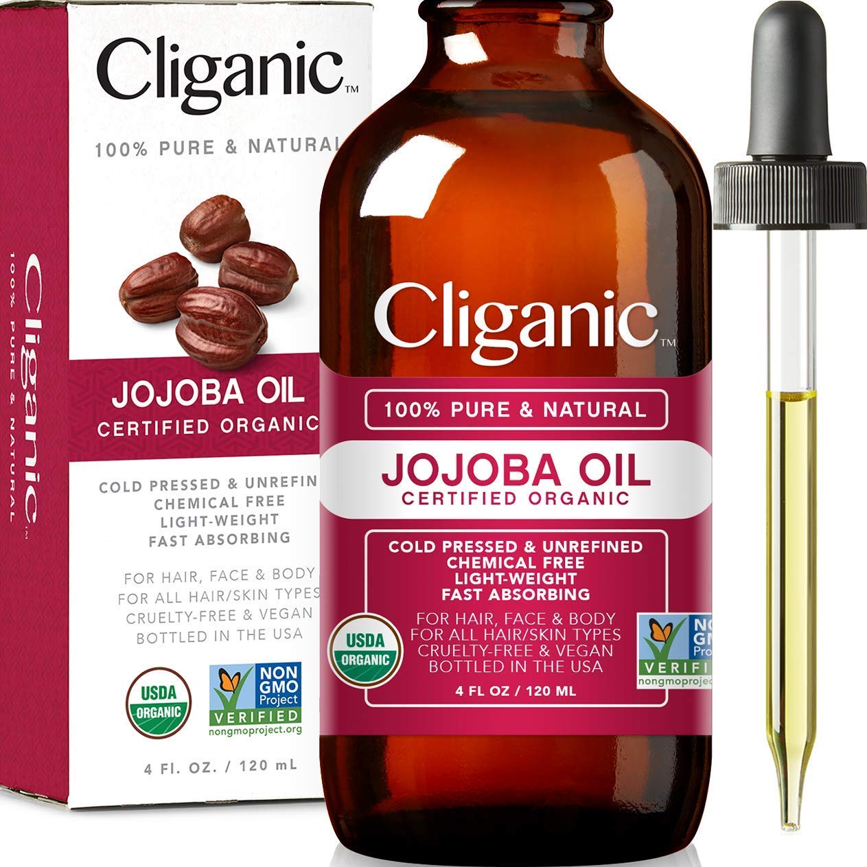 Aceite orgánico de jojoba certificado para hidratación de pelo y piel - 120 ml - ¡Gran descuento! - Producto natural para el cuidado de la piel y el cabello - ¡Oferta imperdible!