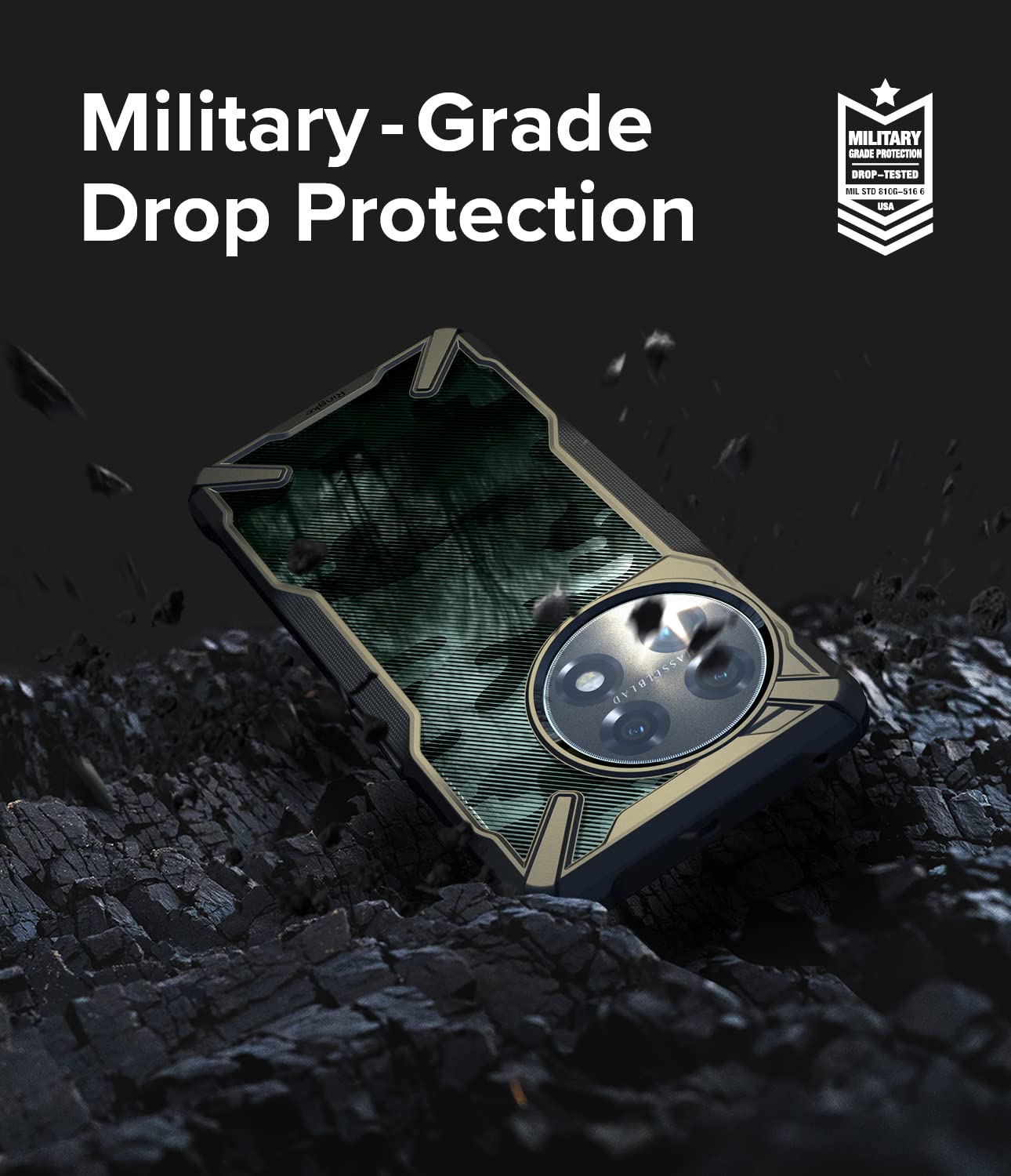 Funda Parachoques Ringke Fusion-X Camo Black Compatible con Oneplus 11 5G Antiarañazos Resistente Impactos