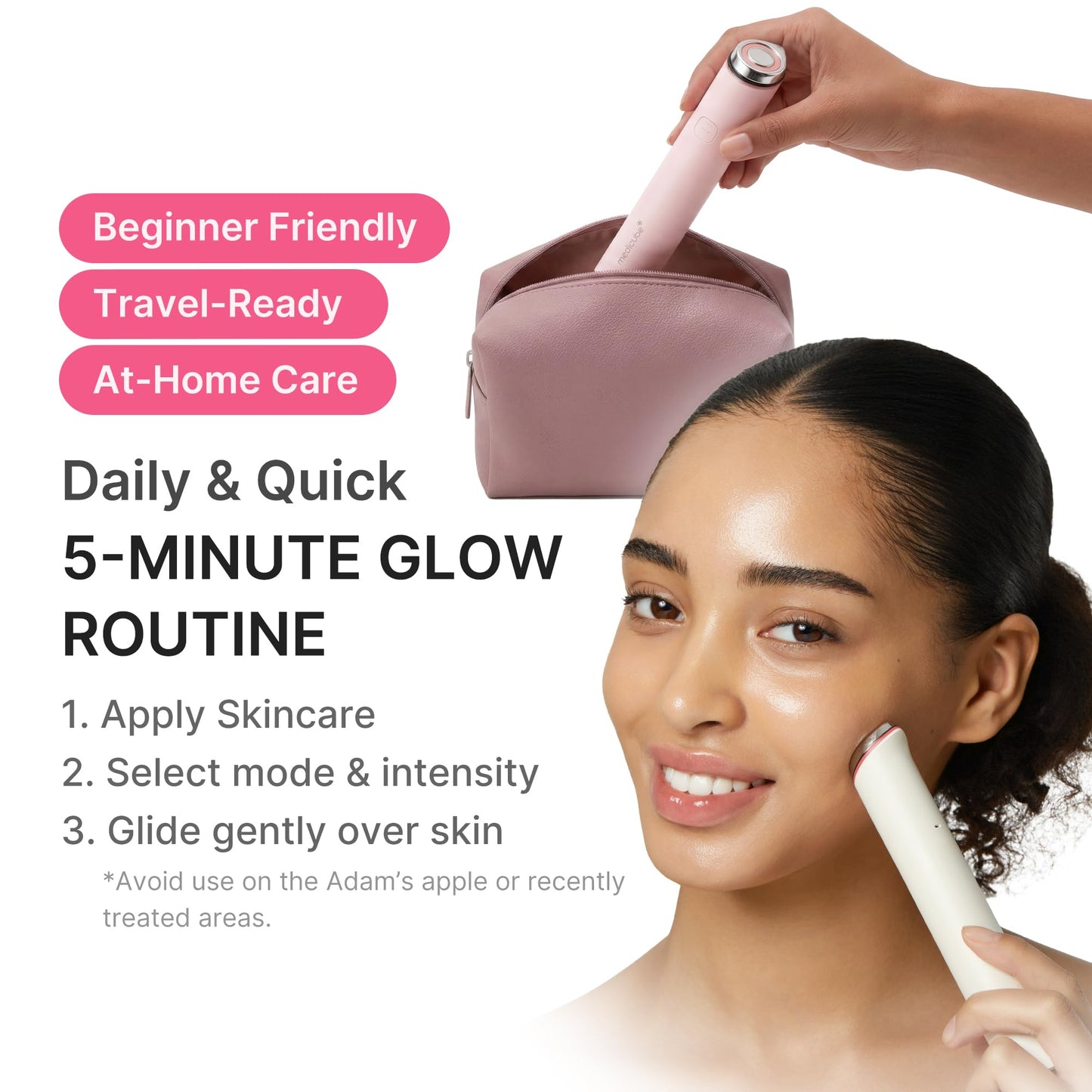 medicube Mini Booster Pro Plus | Dispositivo facial para una piel radiante, calmante y con aspecto rejuvenecido | Modo rojo, azul, púrpura 3 en 1 | Dispositivo portátil de cuidado de la piel coreano