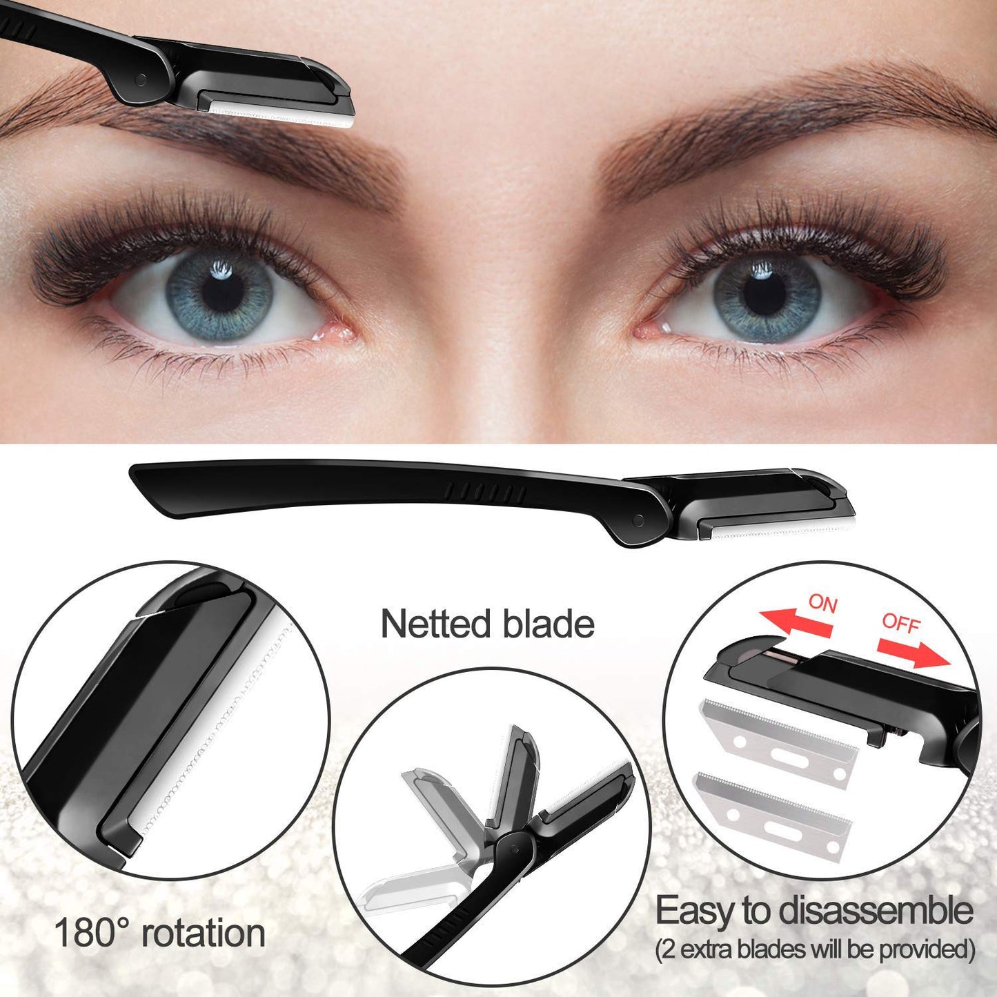 NOVIIML Razor, Eyebrow Kit, Multipurpose Exfoliating Dermaplaning Tool Face Razors for Women Girl, Eyebrow Grooming Set (11 in 1)