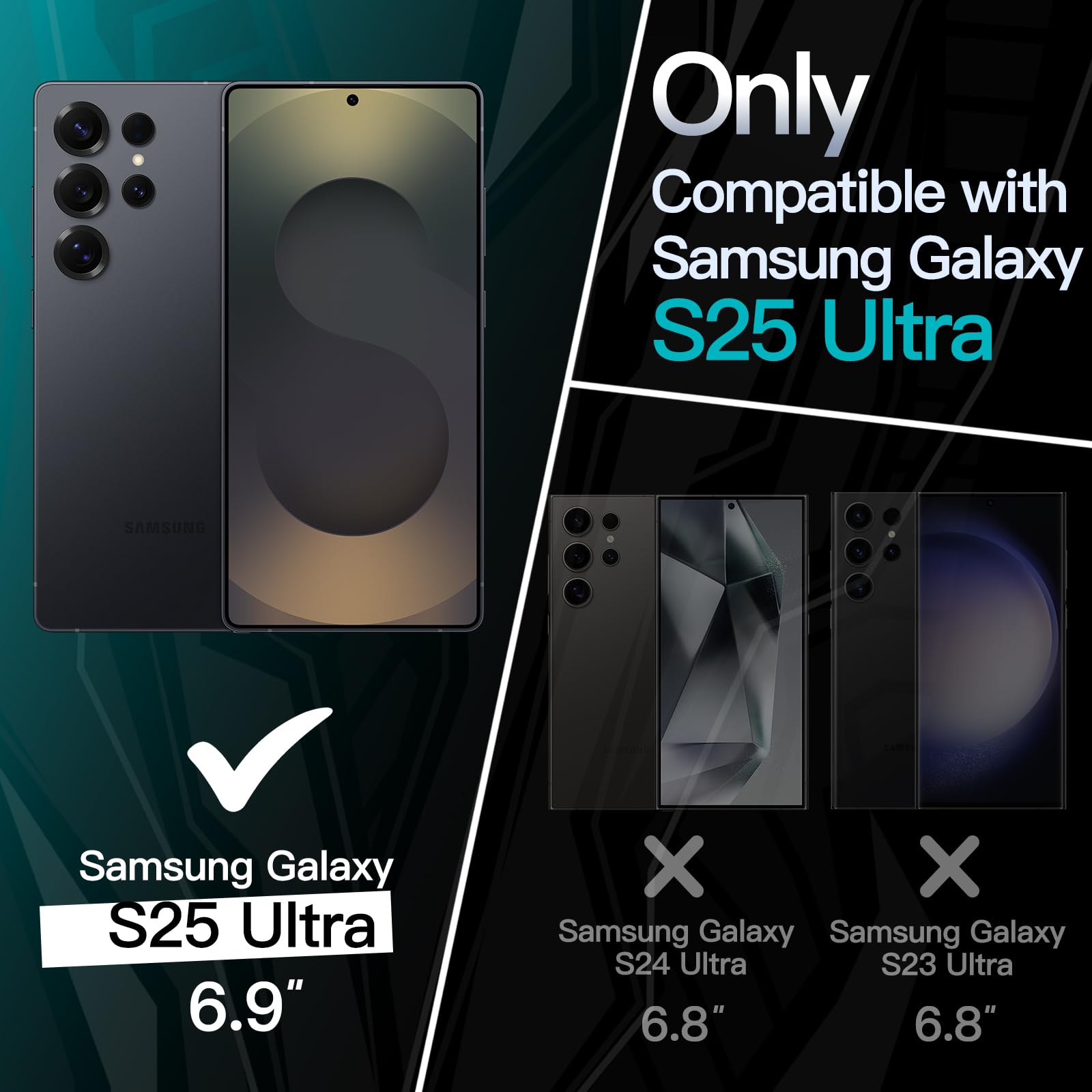 JETech Slim Ajuste Funda para Samsung Galaxy S25 Ultra 5G, Protección Completa Lente Cámara, Carcasa Protectora TPU Suave Delgada con Acabado Mate, Antigolpes (Negro Titanio)