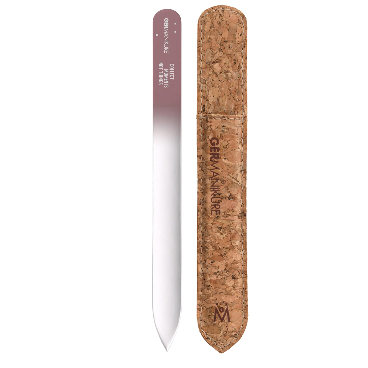 GERMANIKURE - Lima de uñas de cristal checo en estuche de terciopelo vegano, colección Moments Not Things, productos profesionales de manicura y pedicura para dar forma suave y fácil a las uñas naturales