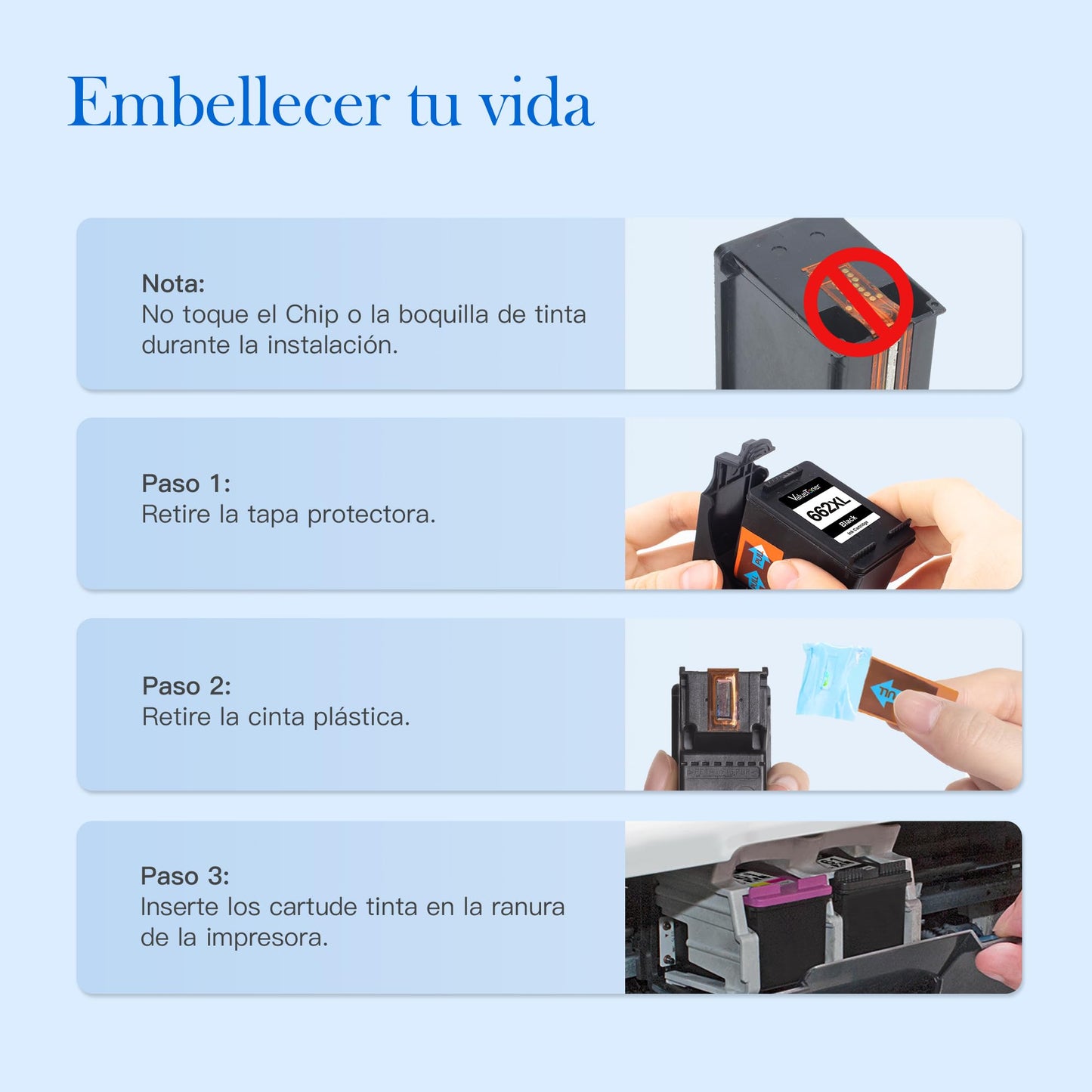 Cartucho de Tinta Valuetoner Negro Mayor Capacidad Compatible con HP 662XL para HP DeskJet Ink Advantage