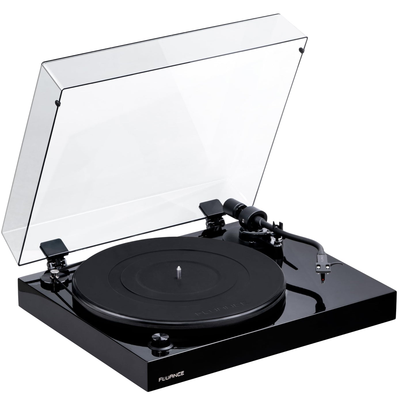 Fluance RT82 Reference High Fidelity Vinyl Turntable Record Player with Ortofon OM10 Cartridge, Speed Control Motor, Solid Wood Plinth, Vibration Isolation Feet - Piano Black