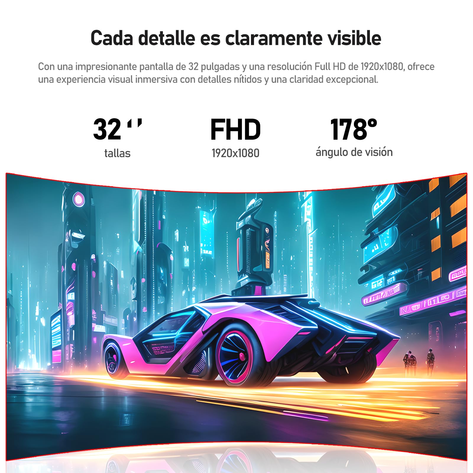 suevery 32 Pulgadas Gamer Monitor 180Hz FHD(1920x1080) Monitores de Computadora Curvo 1800R 1080P 100% sRGB FreeSync 1ms(GTG) Apoyo DP HDMI HDR VESA Pantalla para Pc