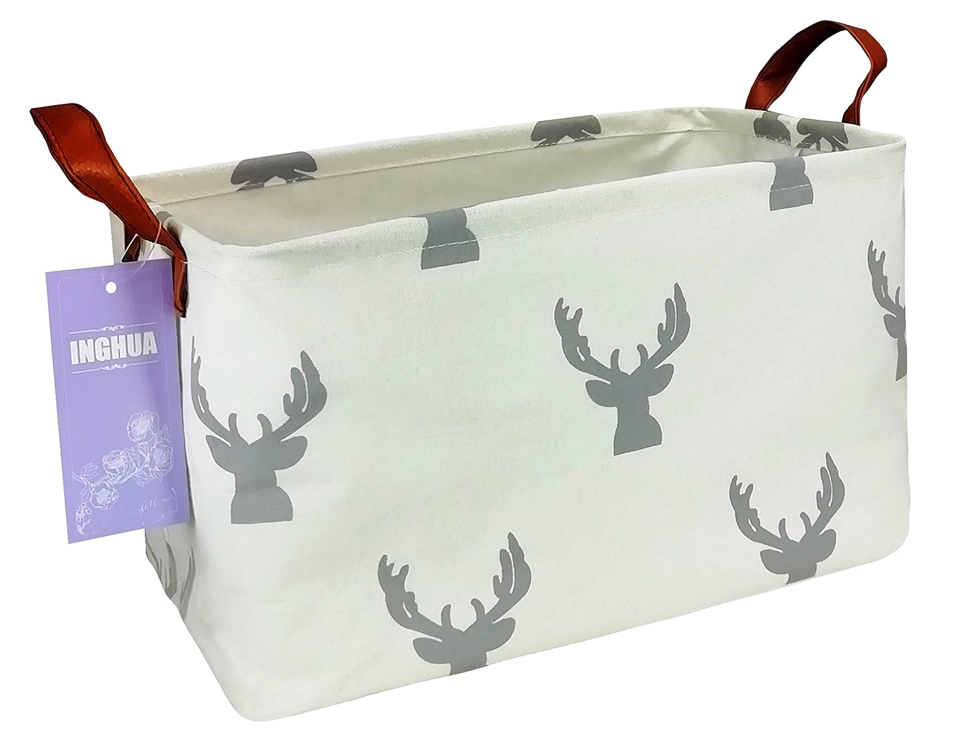 INGHUA - Cesta Rectangular de Almacenamiento para Juguetes, Libros, Ropa, Regalos, Mascotas, Perfecto para el hogar, Oficina, guarderia, recamara, Estante, Venado